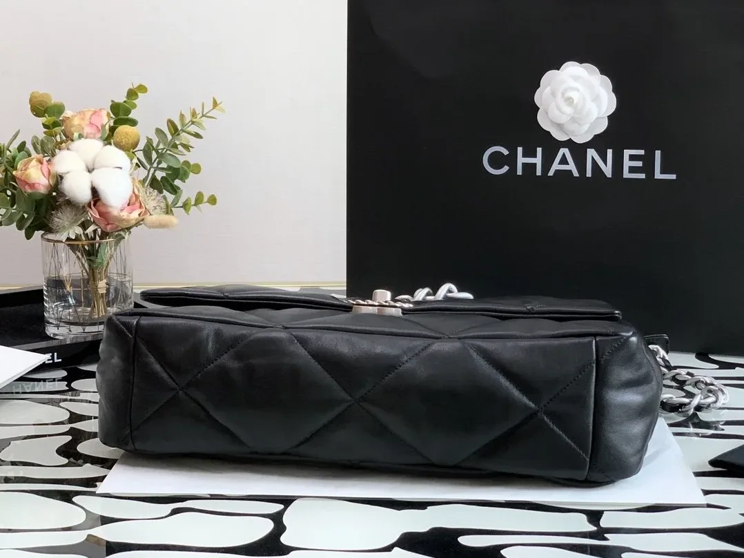 Chanel 19 Maxi Crossbody Bag in Black Silver Hardware