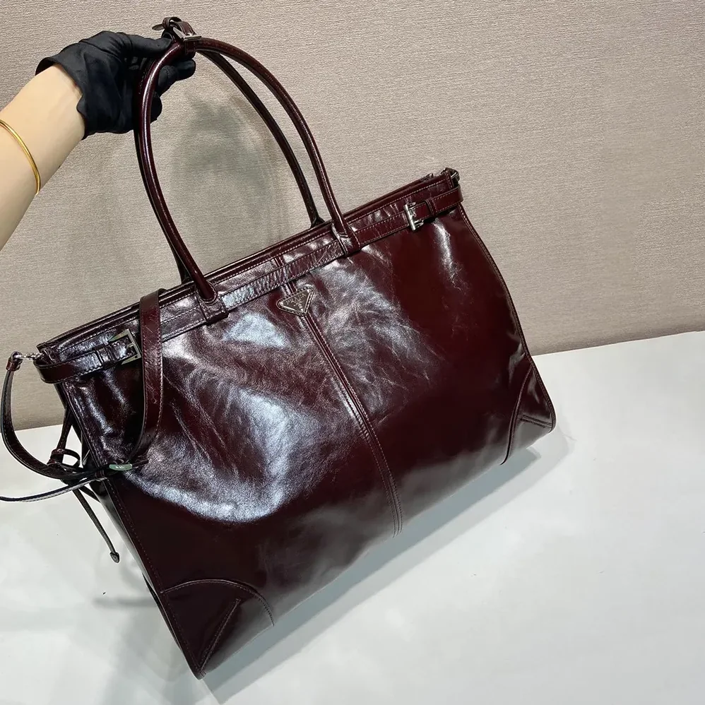Prada Bonnie Leather Tote Bag for Unisex in Dark Brown