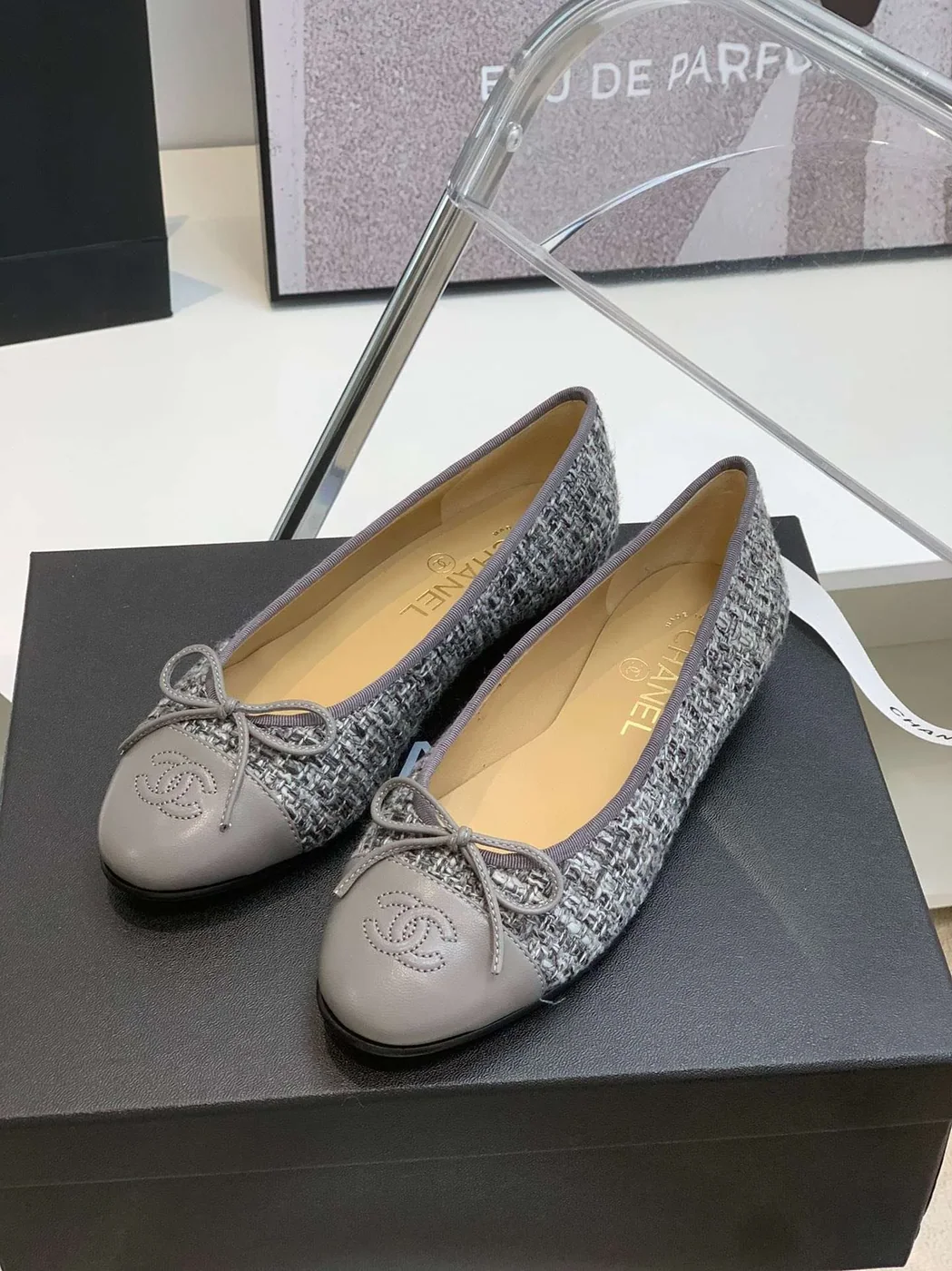 Chanel Ballet Flats Grey Chanel Ballet Flats Grey