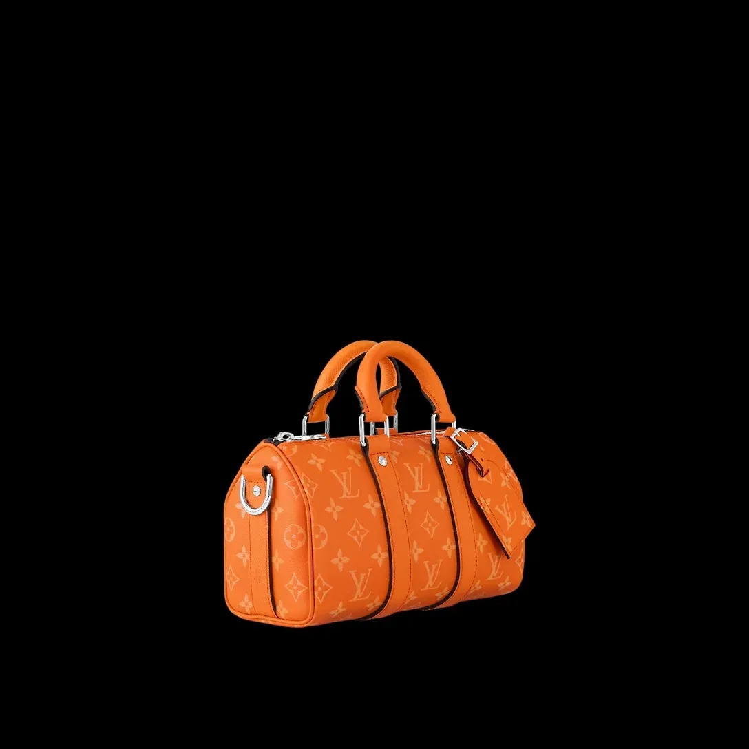 Louis Vuitton Keepall Bandouliere 25 Travel Bag in Orange Silver Hardware Louis Vuitton Keepall Bandouliere 25 Travel Bag in Orange Silver Hardware