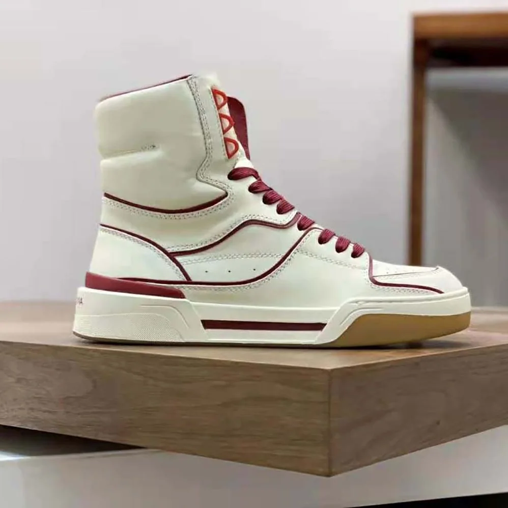 Dolce Gabbana D&G Calfskin Nappa New Roma Mid-Top Sneakers for Unisex in Beige
