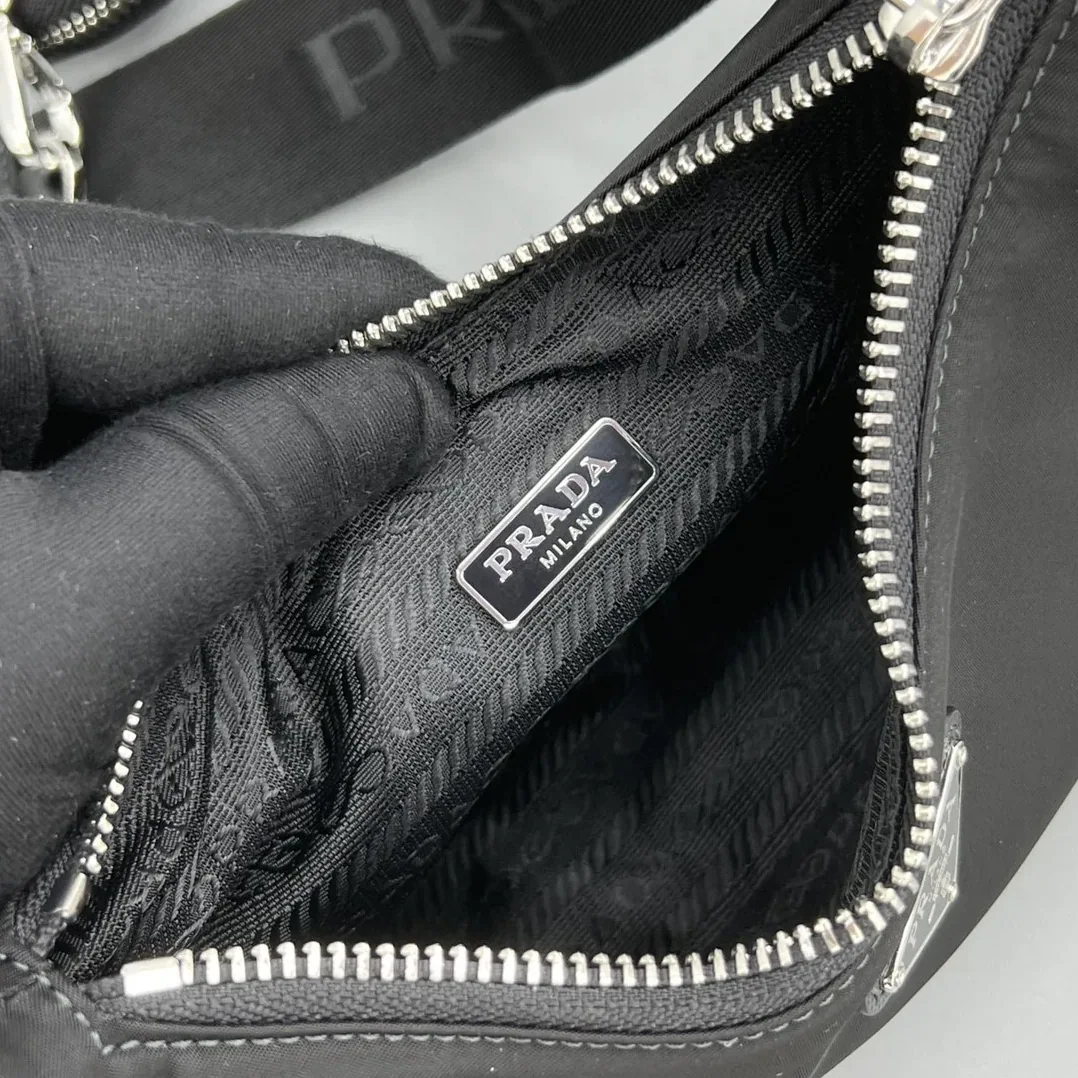 Prada Re- 2005 Saffiano Shoulder Bag Black Silver Hardware Prada Re- 2005 Saffiano Shoulder Bag Black Silver Hardware