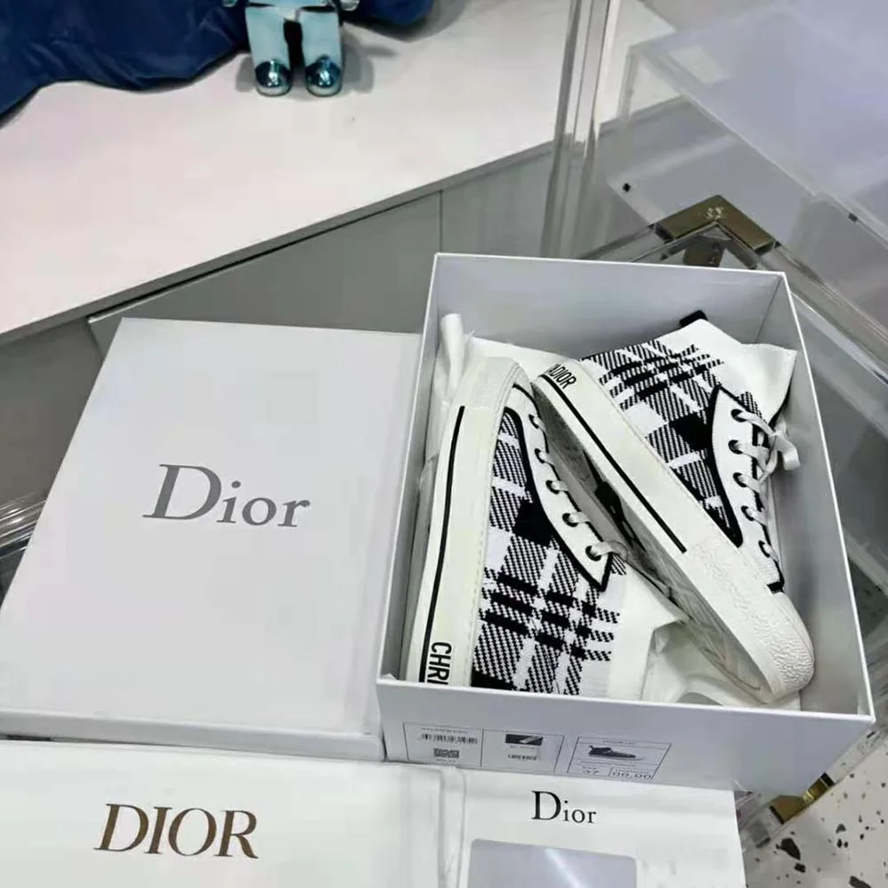 Dior Walk'N'Dior Sneaker Black and White Check'n'Dior Technical Mesh for Women