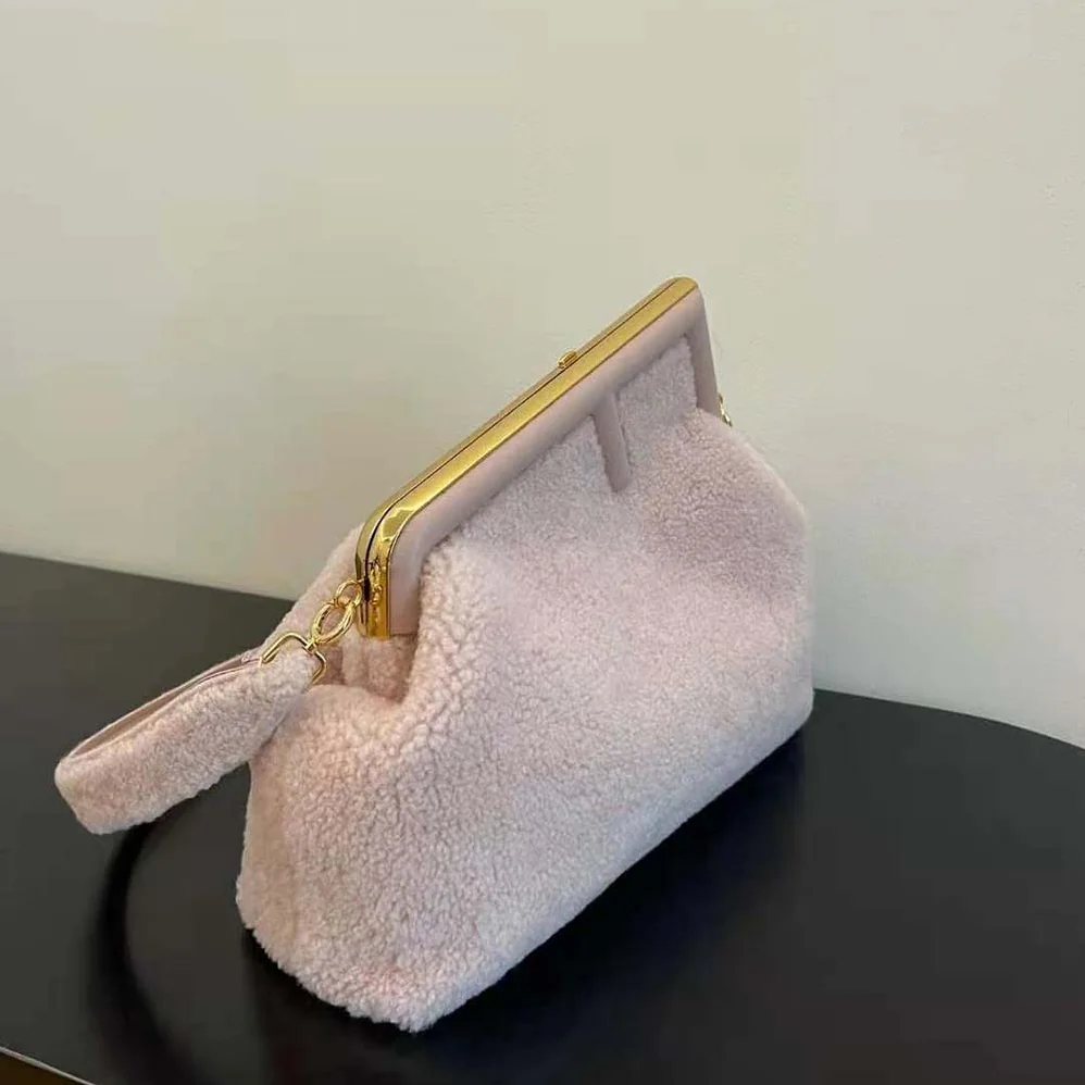 Fendi First Medium Pink Sheepskin Bag for Women
