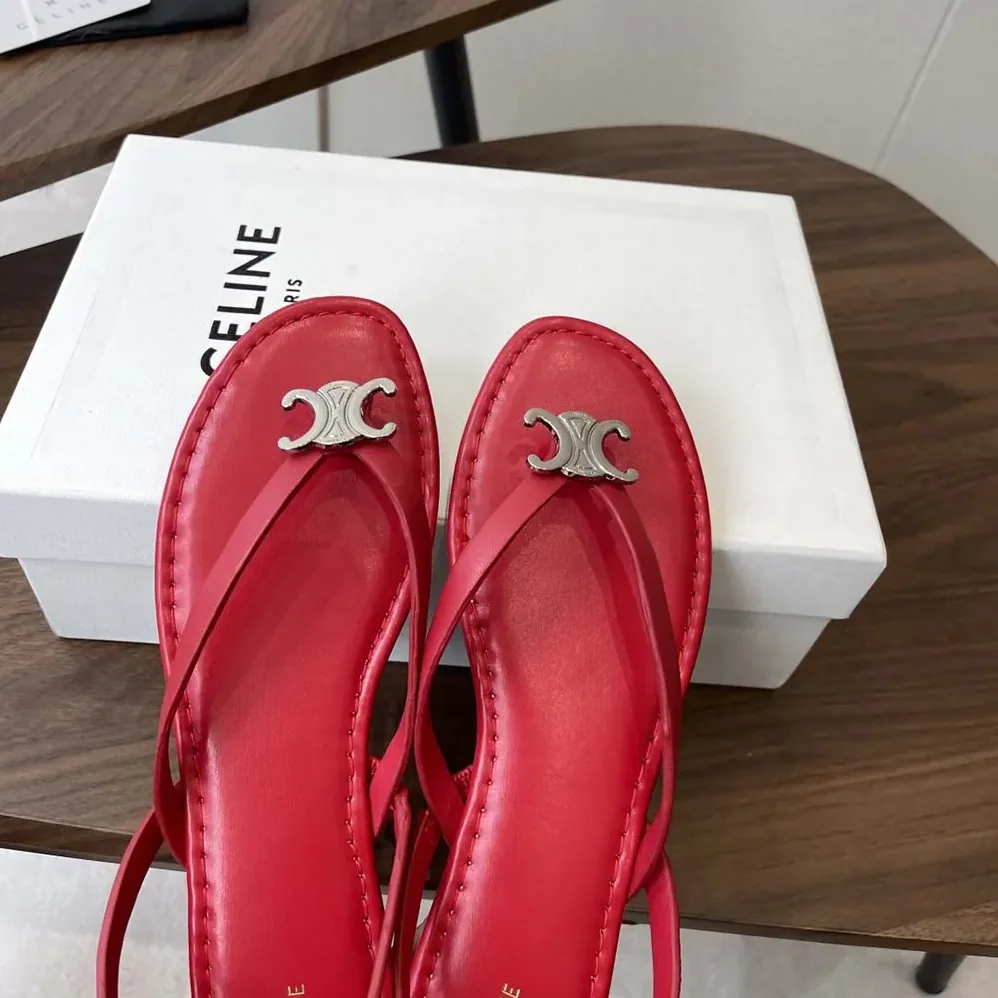 Celine Biki Sandal in Calfskin for Women in Red Celine Biki Sandal in Calfskin for Women in Red