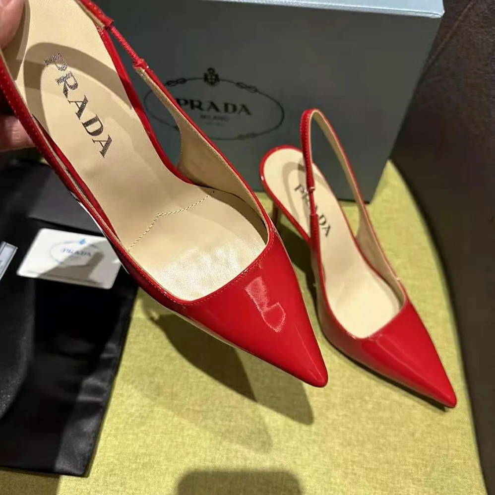 Prada Patent Leather Slingbacks for Women in Red Prada Patent Leather Slingbacks for Women in Red
