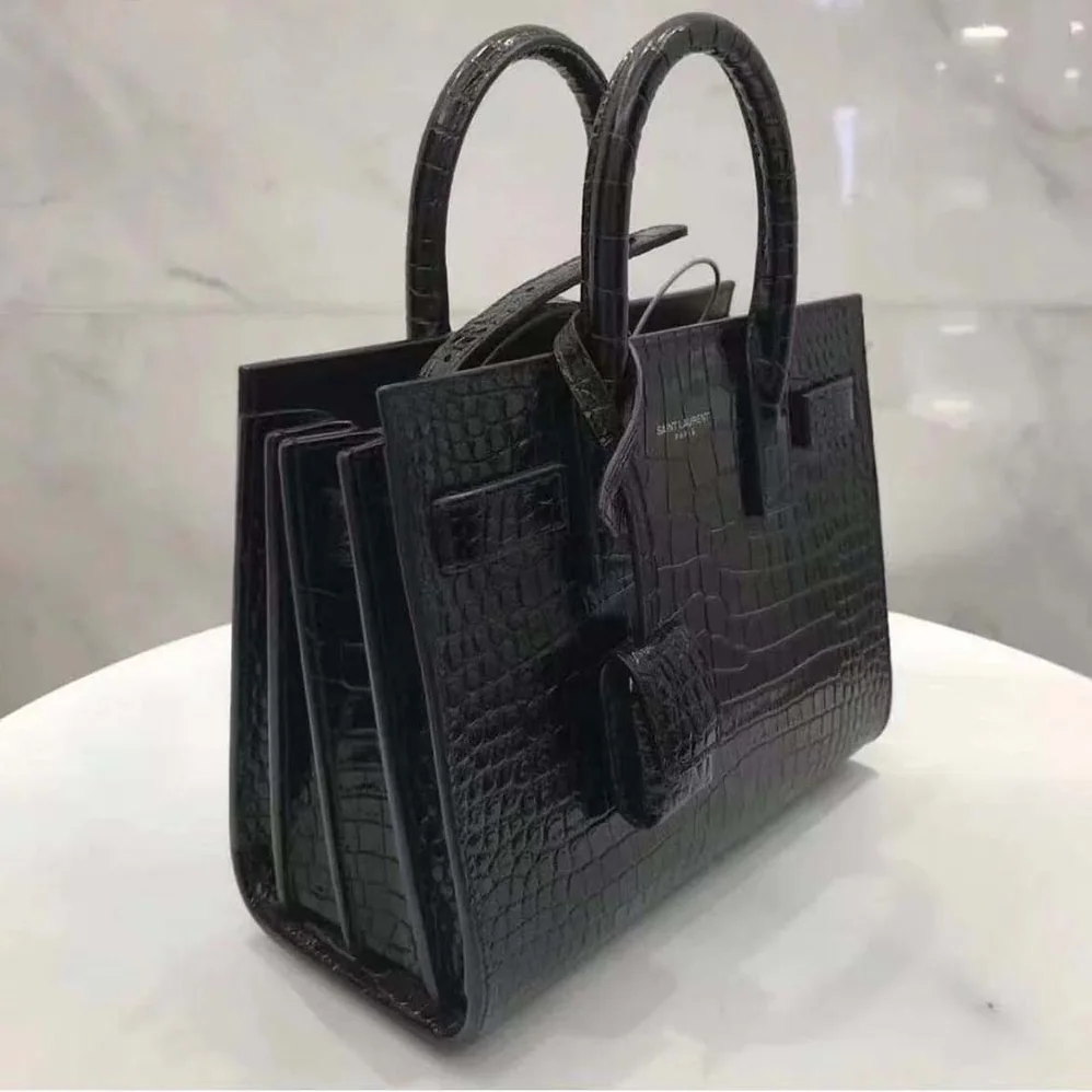 Saint Laurent YSL Sac De Jour Small in Matte Embossed Crocodile Leather for Women