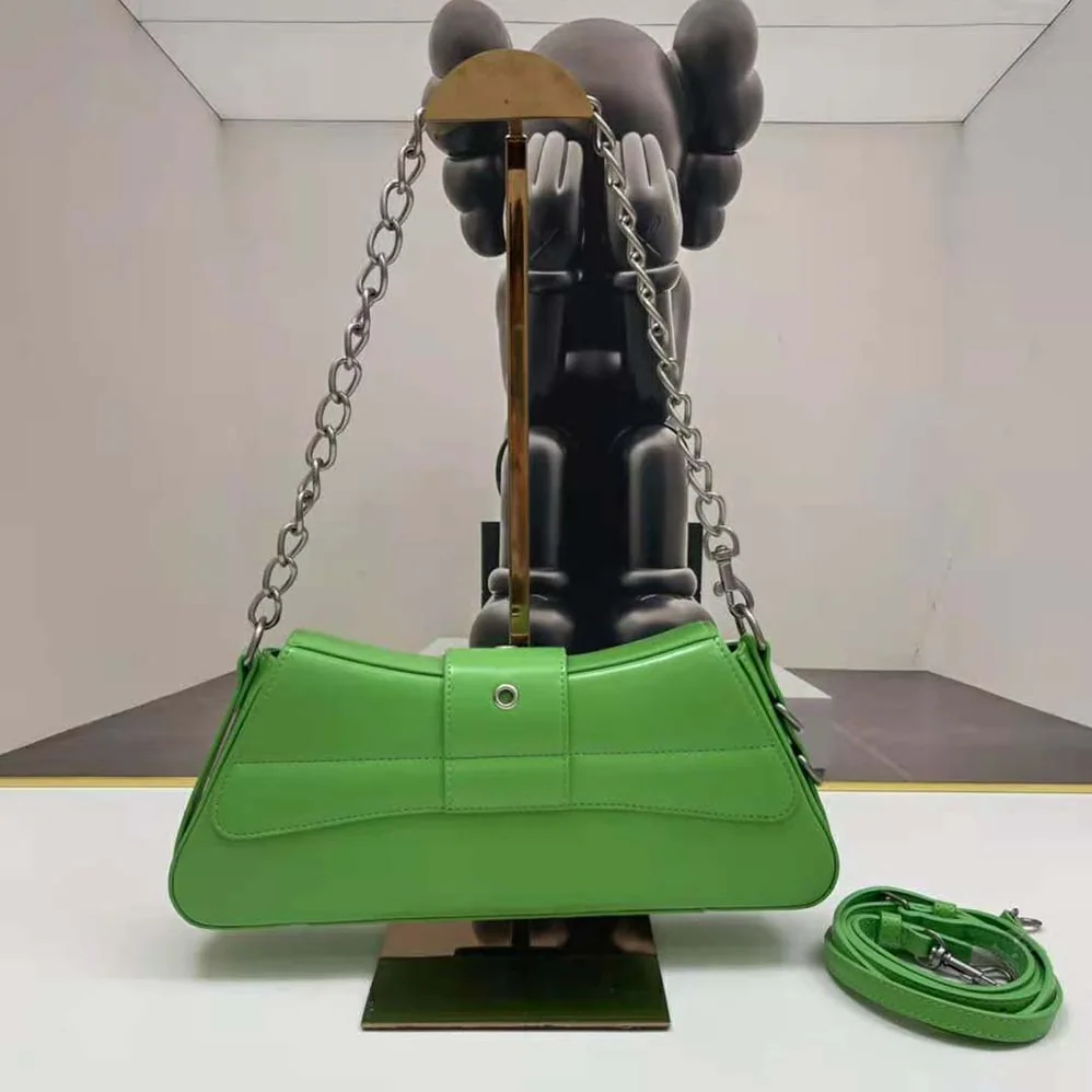 Balenciaga Lindsay Small Shoulder Bag With Strap in Bright Green Shiny Smooth Calfskin for Women Balenciaga Lindsay Small Shoulder Bag With Strap in Bright Green Shiny Smooth Calfskin for Women