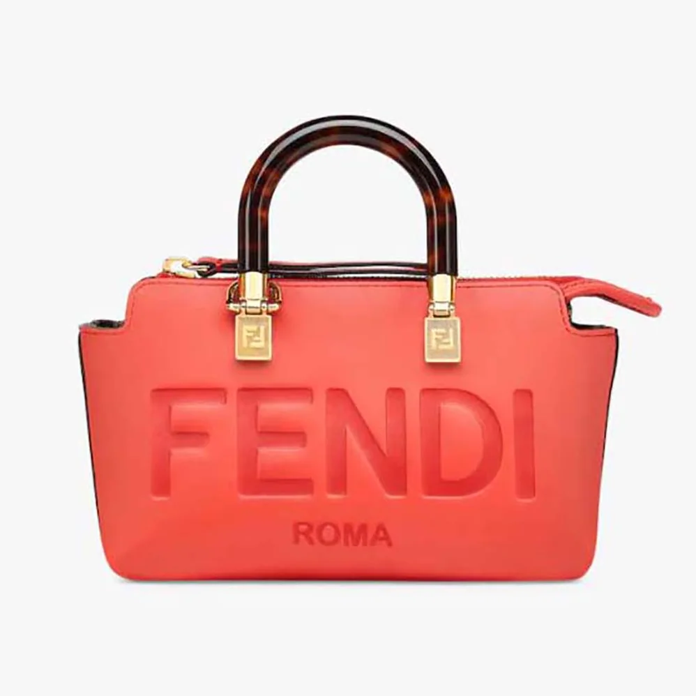 Fendi By The Way Mini Red Leather Small Boston Bag for Women