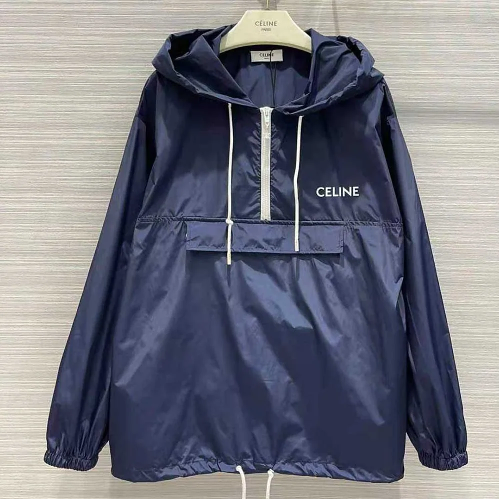 Celine Windbreaker in Lightweight Nylon for Women in Blue