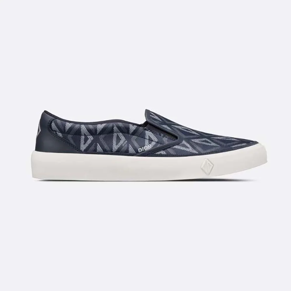 Dior B101 Slip-on Sneaker Navy Blue CD Diamond Canvas and Smooth Calfskin for Men