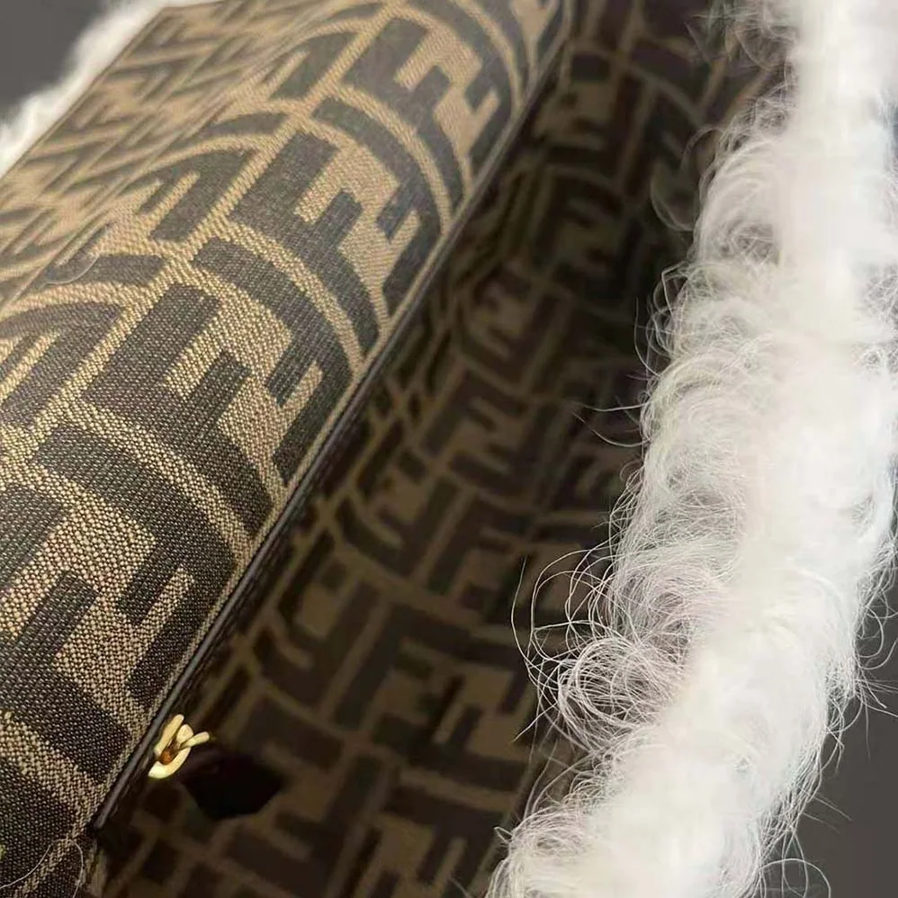 Fendi Baguette White Mohair Wool Bag for Women Fendi Baguette White Mohair Wool Bag for Women