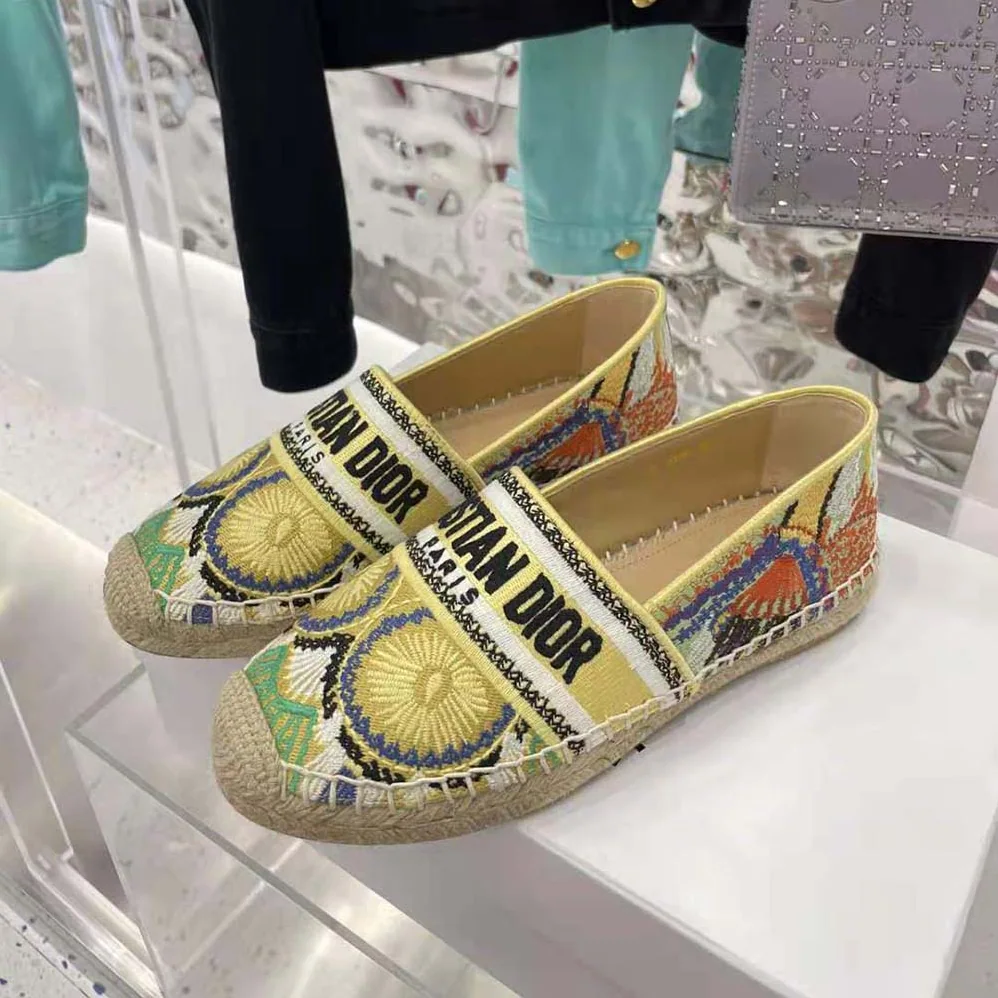 Dior Granville Espadrille Turquoise Dior In Lights Embroidered Cotton for Women Dior Granville Espadrille Turquoise Dior In Lights Embroidered Cotton for Women