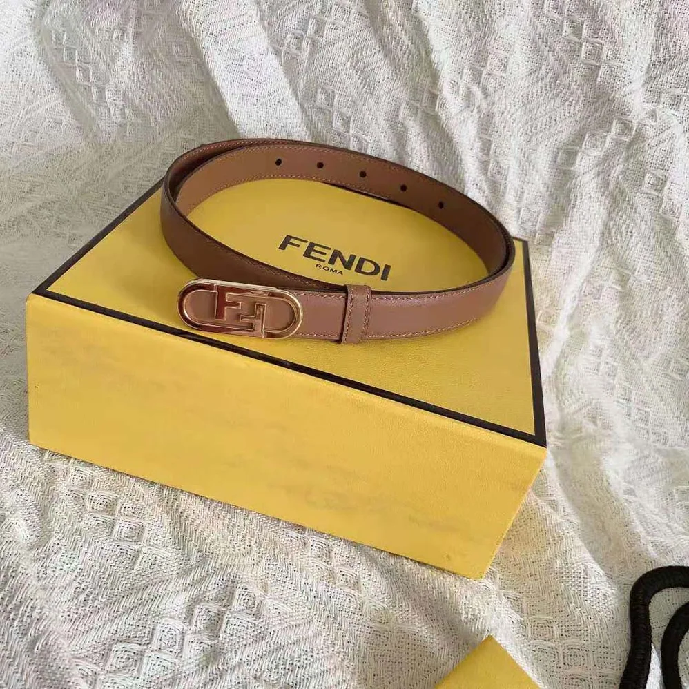 Fendi Narrow Belt with Loop and Fendi OLock Stud Buckle for Women Fendi Narrow Belt with Loop and Fendi OLock Stud Buckle for Women