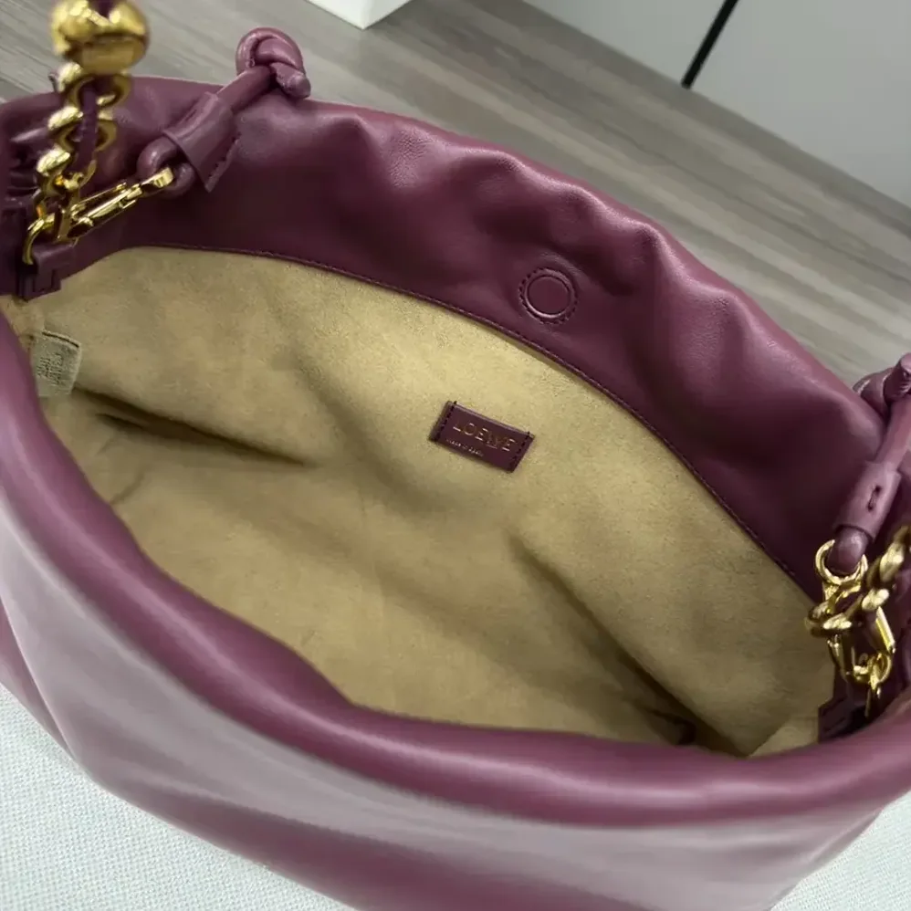 Loewe Medium Flamenco Purse in Mellow Nappa Lambskin for Unisex in Dark Burgundy