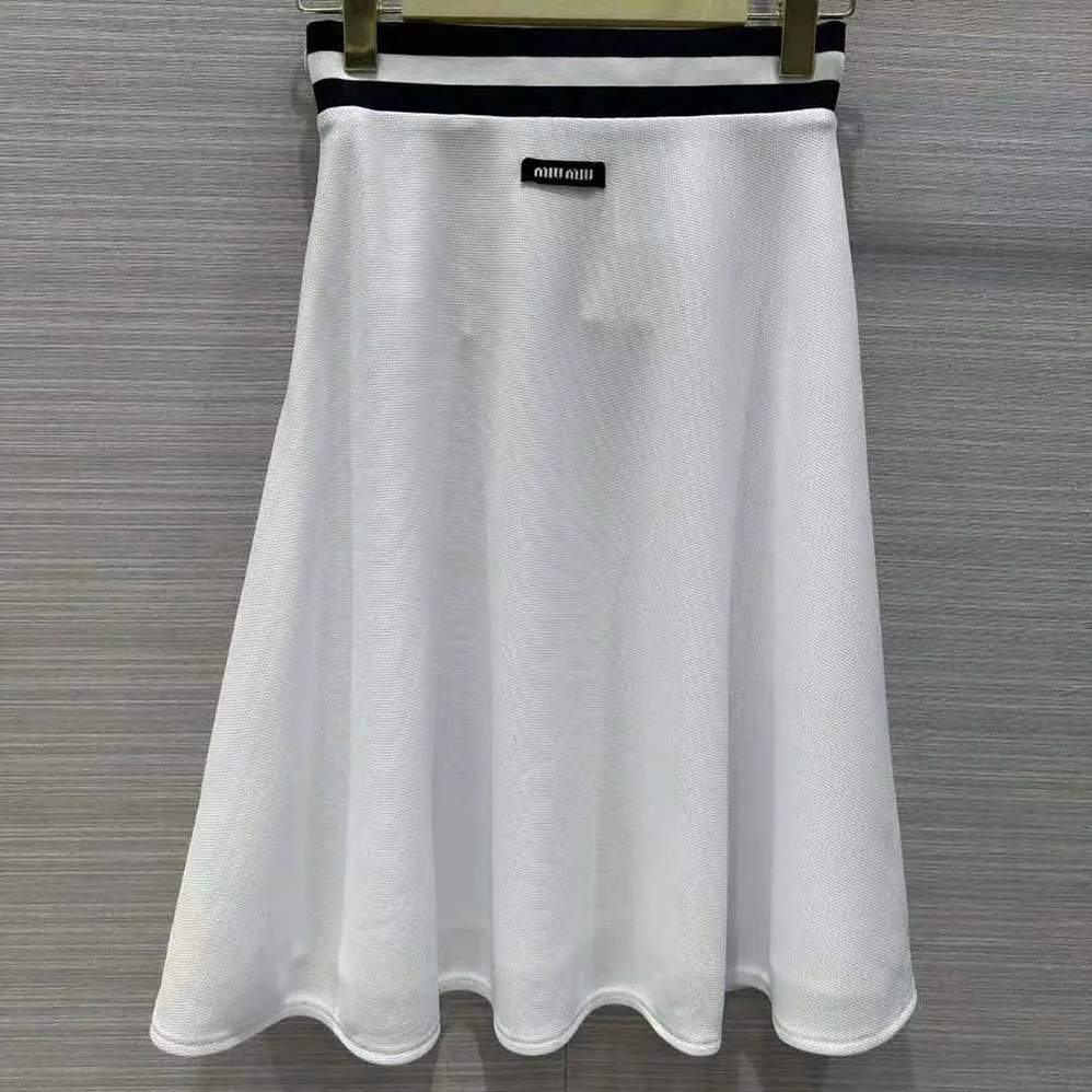 Miu Miu Piqué Skirt with Jacquard Logo for Women