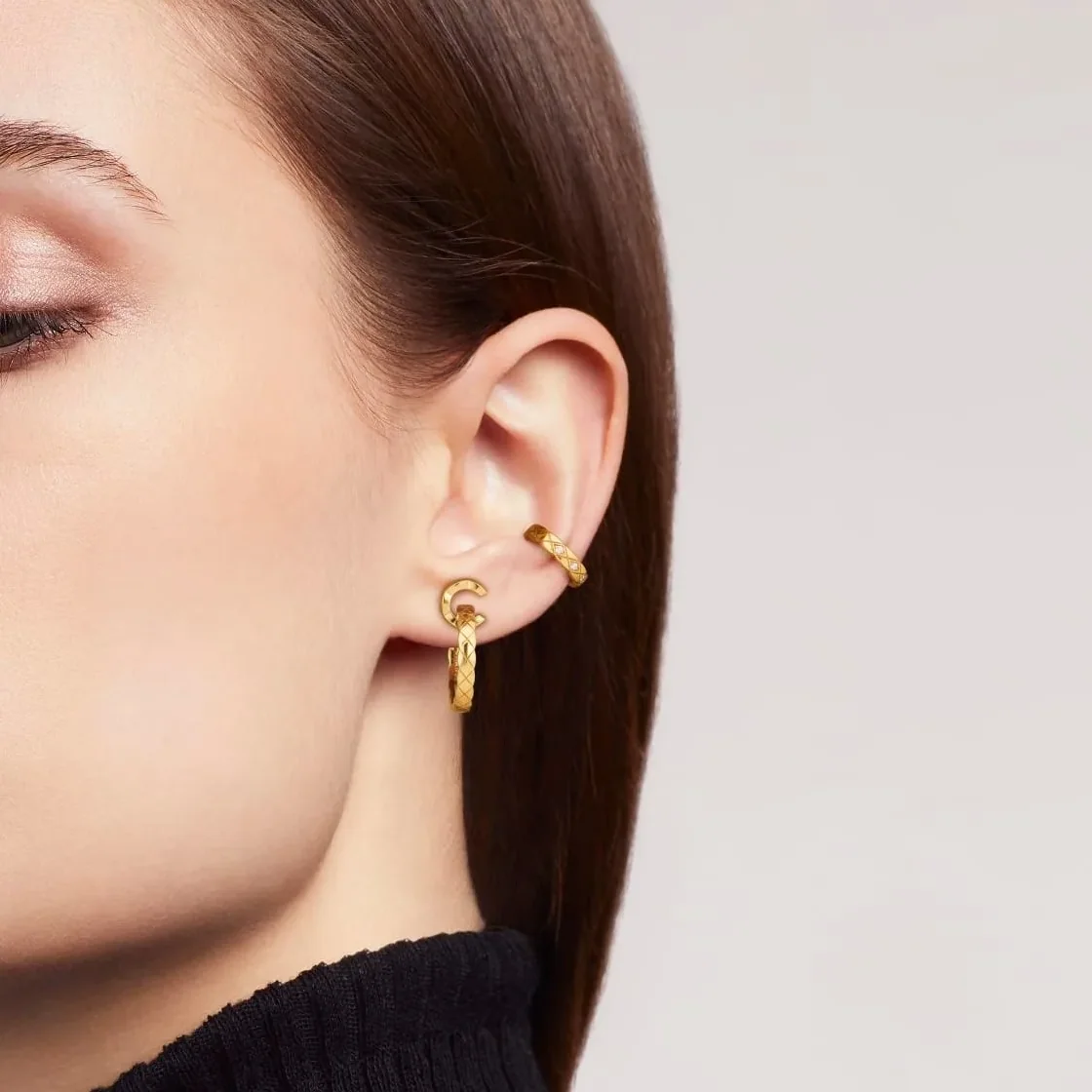 Chanel Coco Hoops Gold Hardware