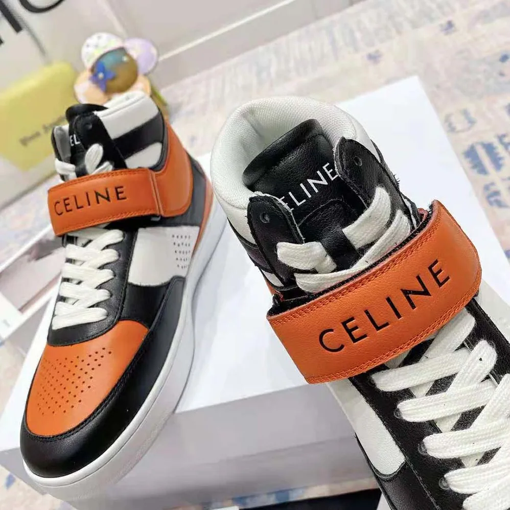 Celine CT-03 High Sneaker with Scratch in Calfskin for Men in Orange