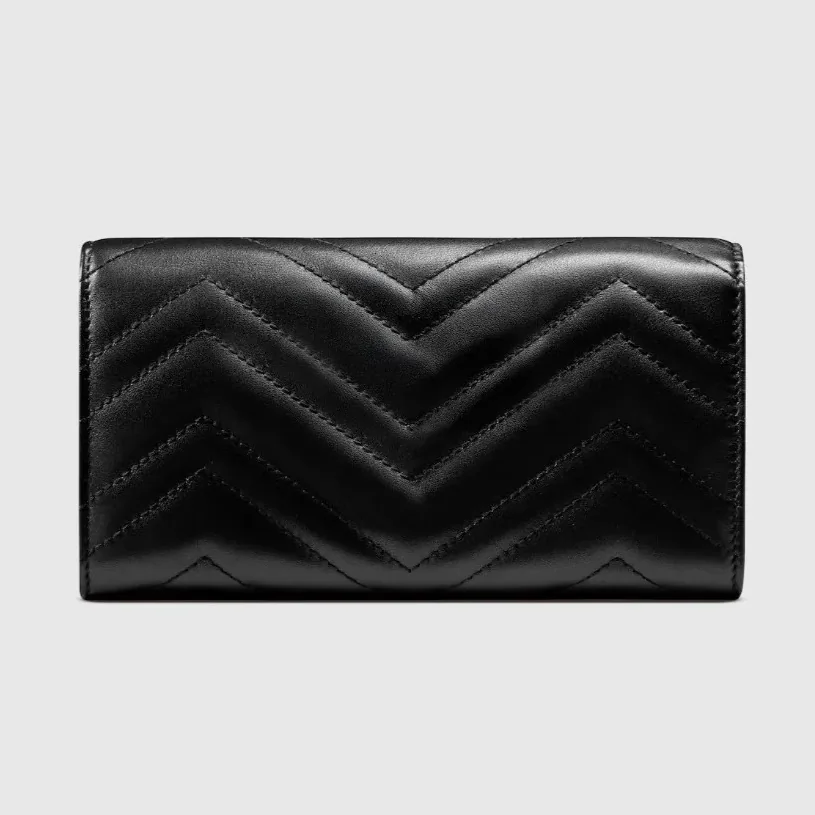 Gucci GG Marmont Continental Wallet in Black Gold Hardware