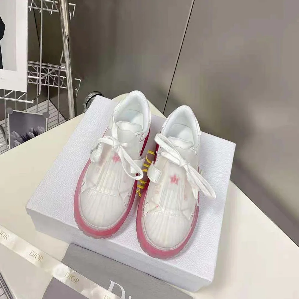 Dior Dior-Id Sneaker White Calfskin and Transparent Red Rubber for Women