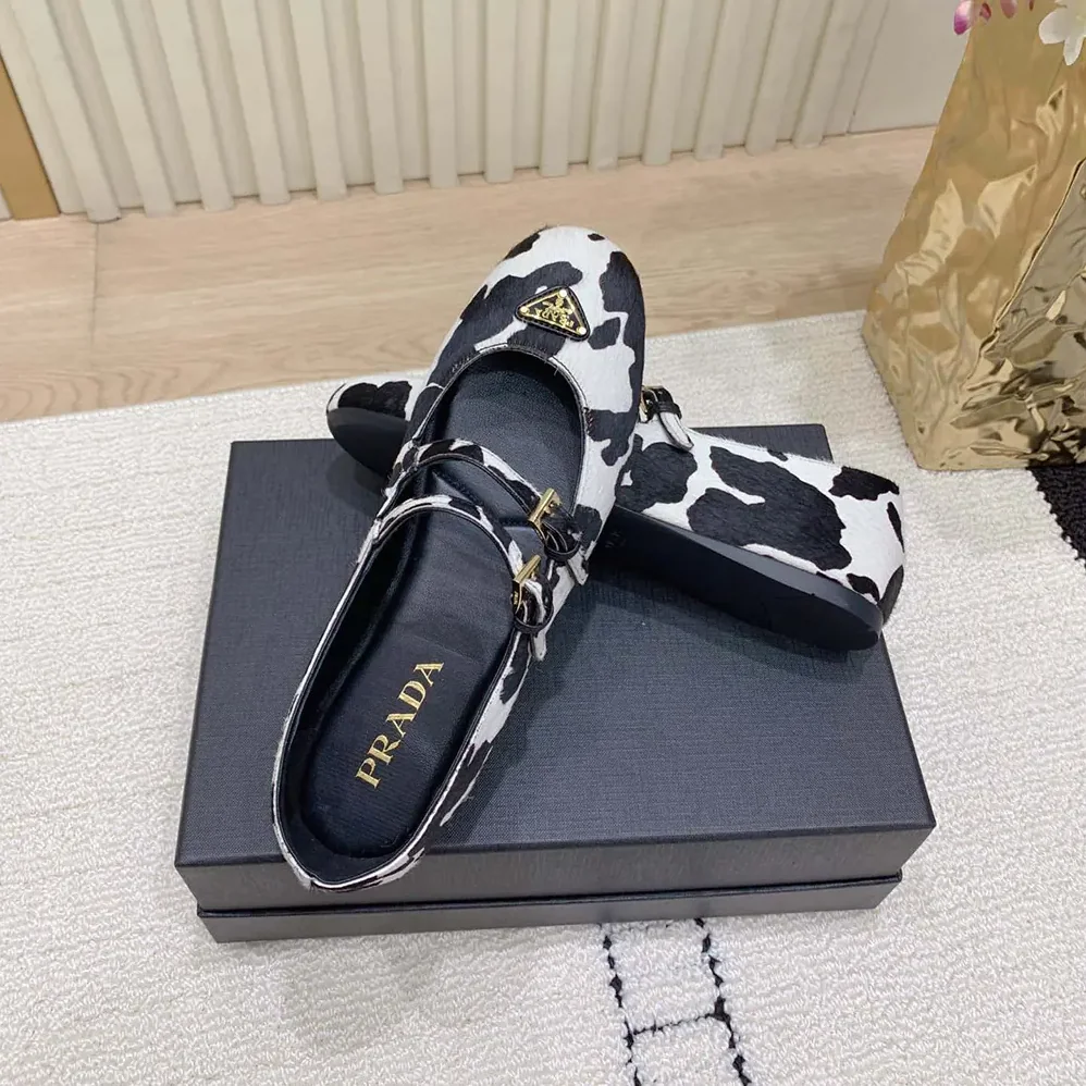 Prada Printed Leather Ballerinas for Women Prada Printed Leather Ballerinas for Women