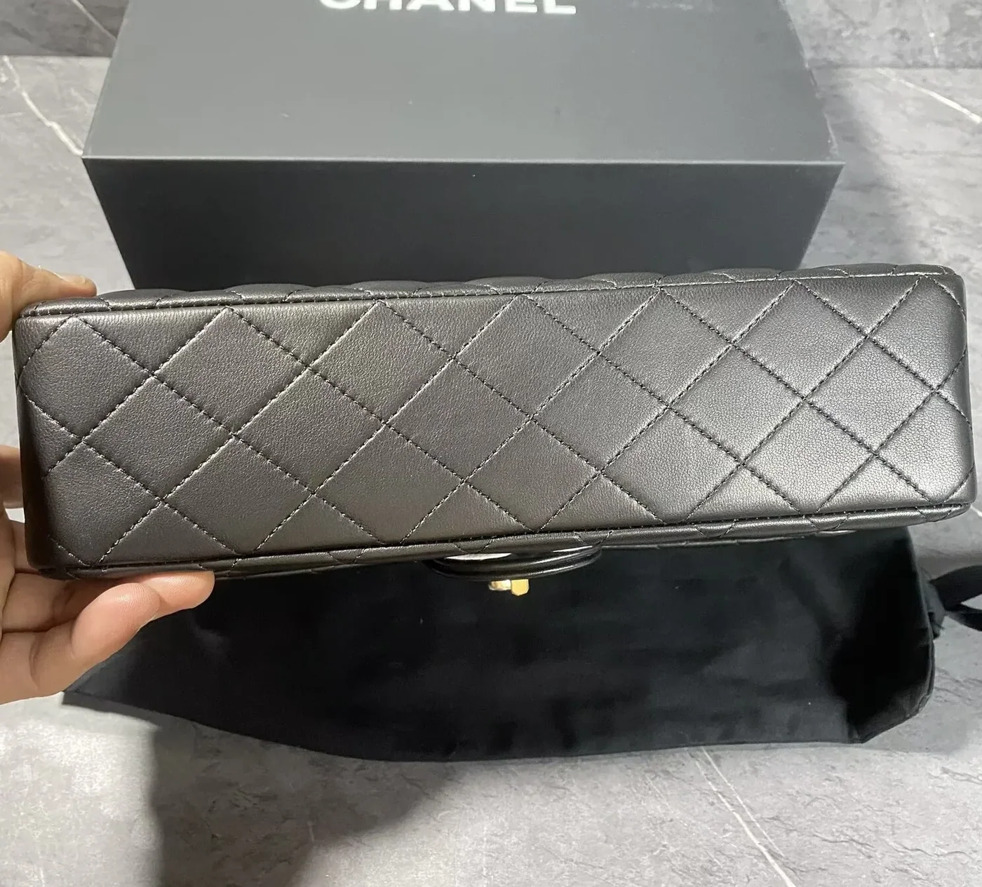 Chanel Layered Classic Flap Bag Crossbody in Black Gold Hardware