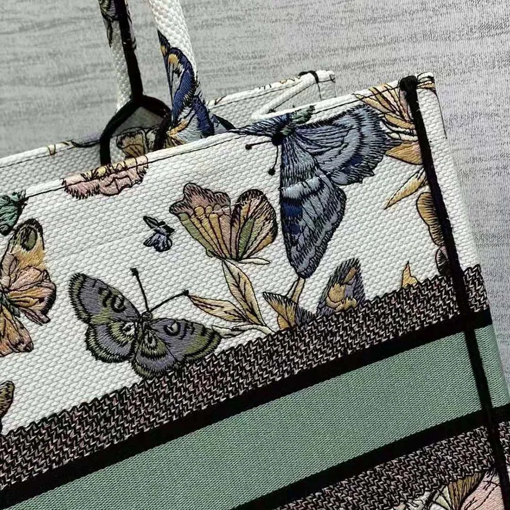 Dior Medium Dior Book Tote White Multicolor Toile de Jouy Mexico Embroidery for Women
