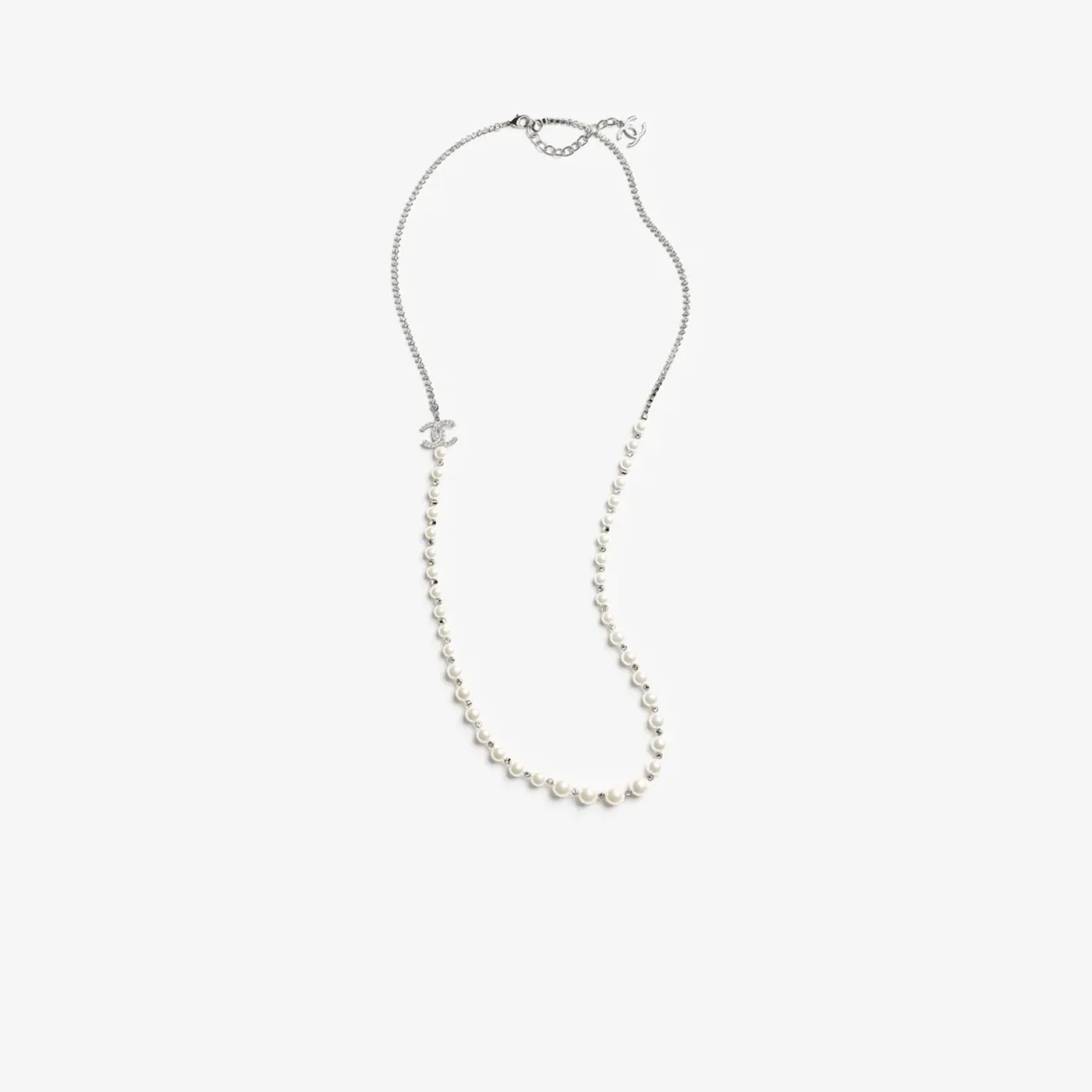Chanel Long Necklace Silver
