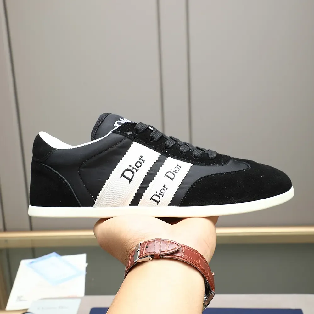 Dior Ribbon Sneaker Black Suede Calfskin and Technical Fabric for Unisex