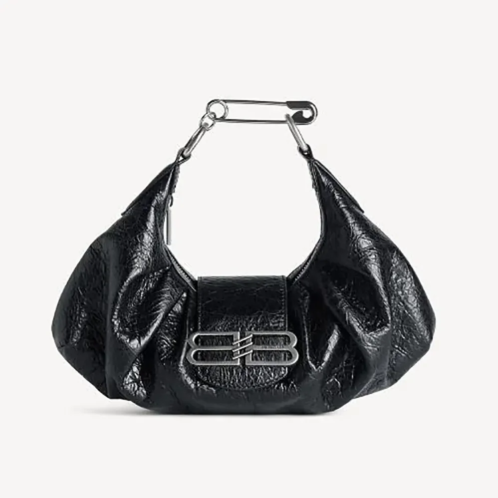 Balenciaga Pamela Shoulder Bag Small in Black Arena Lambskin for Women