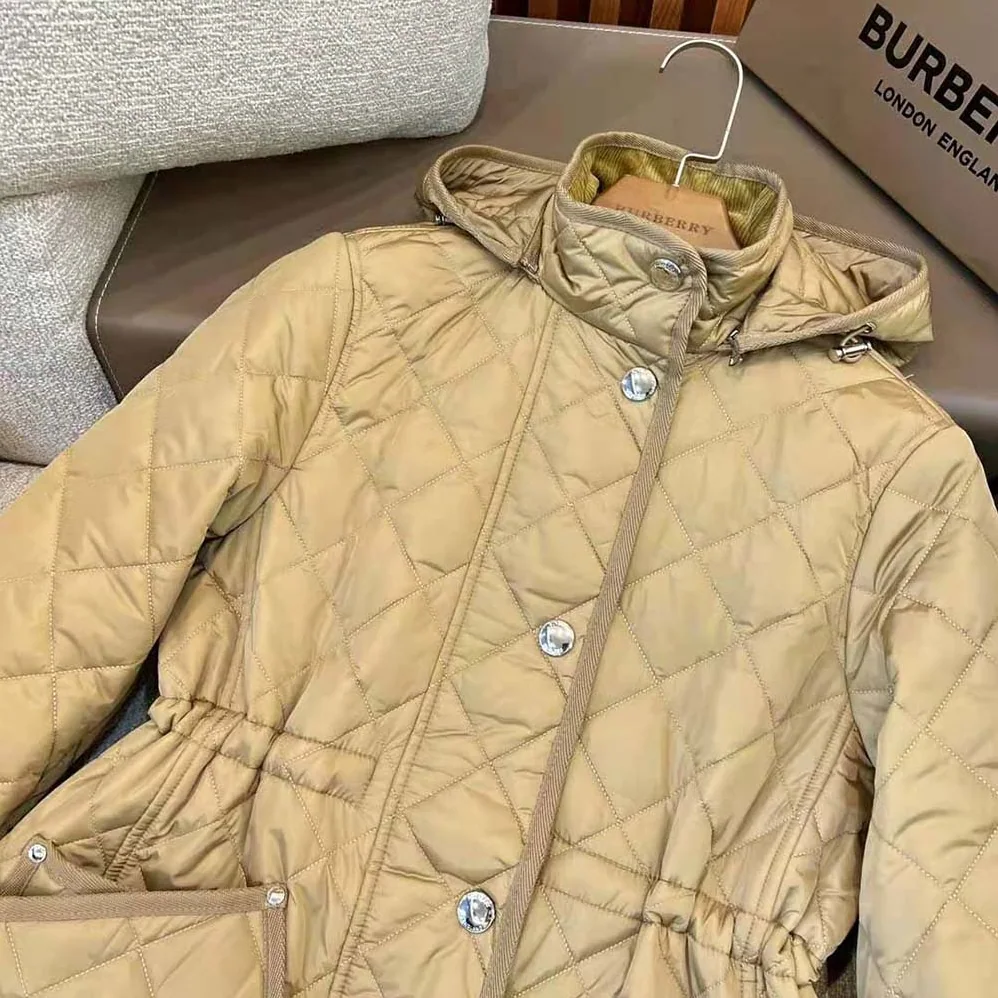 Burberry Diamond Quilted Nylon Jacket for Women in Brown Burberry Diamond Quilted Nylon Jacket for Women in Brown