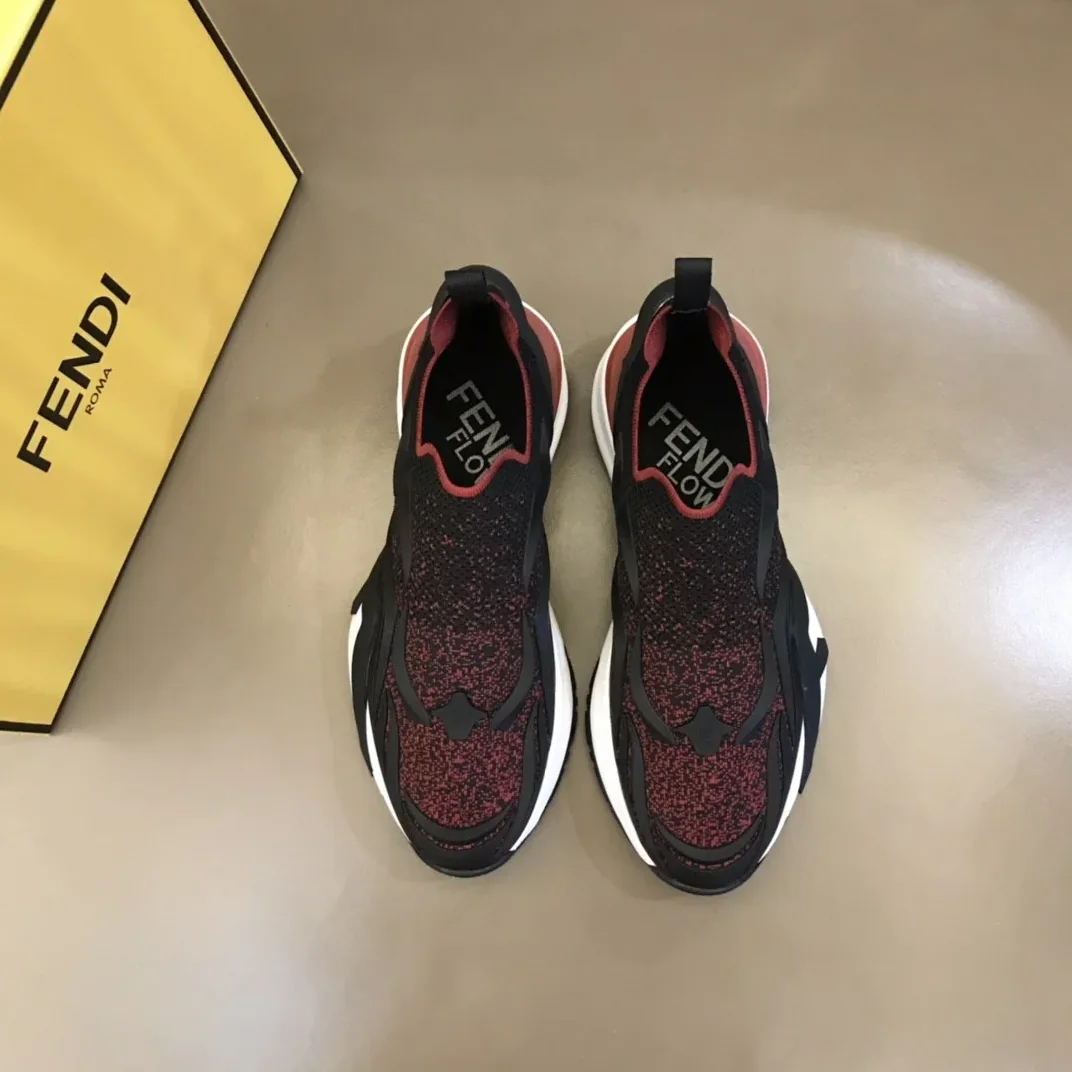 FD Fendi Flow Running Sneakers Black And Red