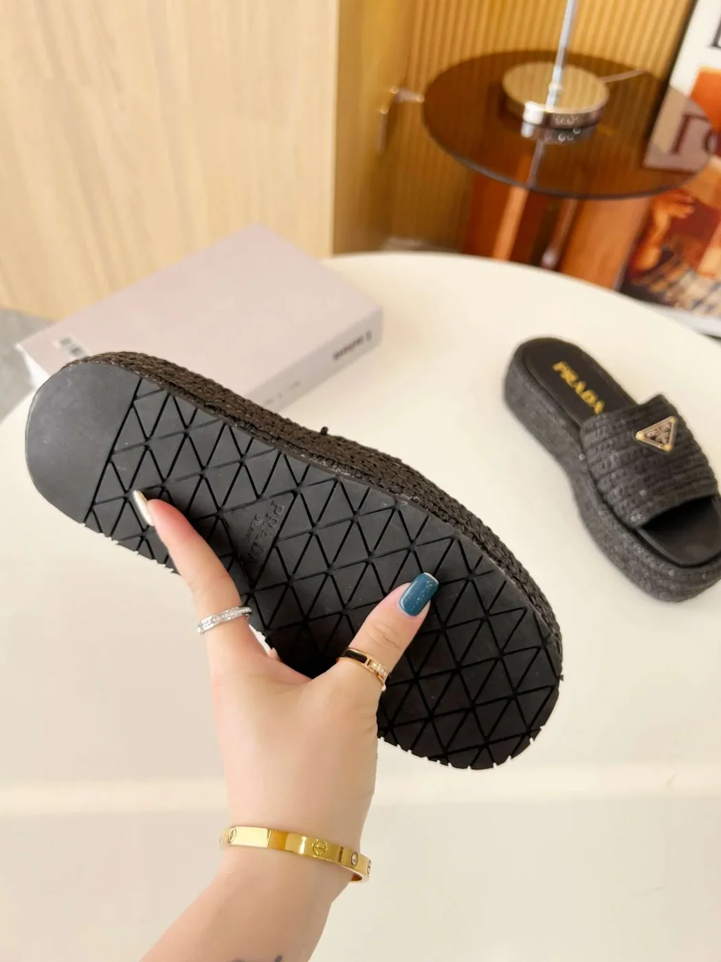 Prada Crochet Flatform Slides Black Prada Crochet Flatform Slides Black