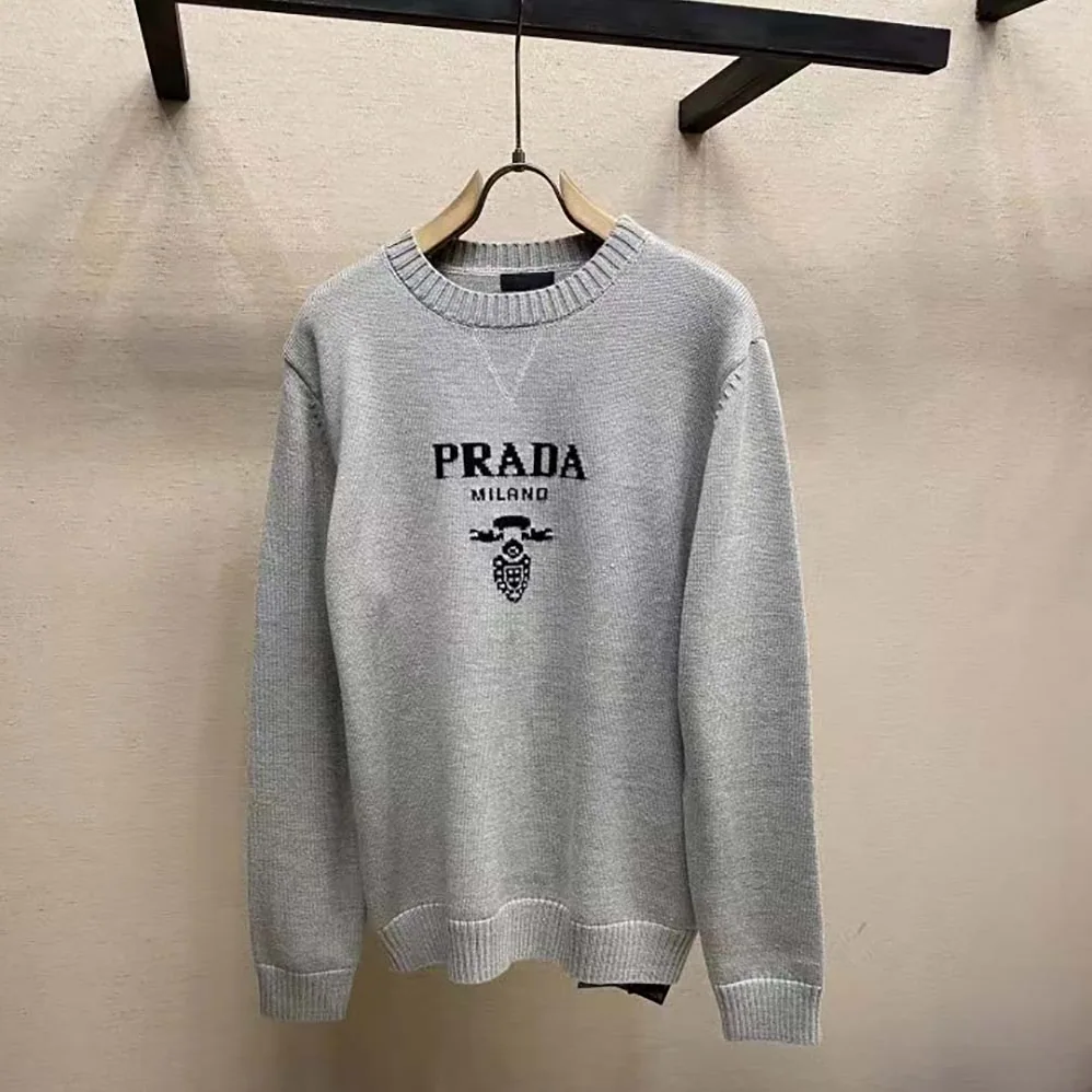 Prada Wool and Cashmere Crew-Neck Sweater for Men in Gray Prada Wool and Cashmere Crew-Neck Sweater for Men in Gray