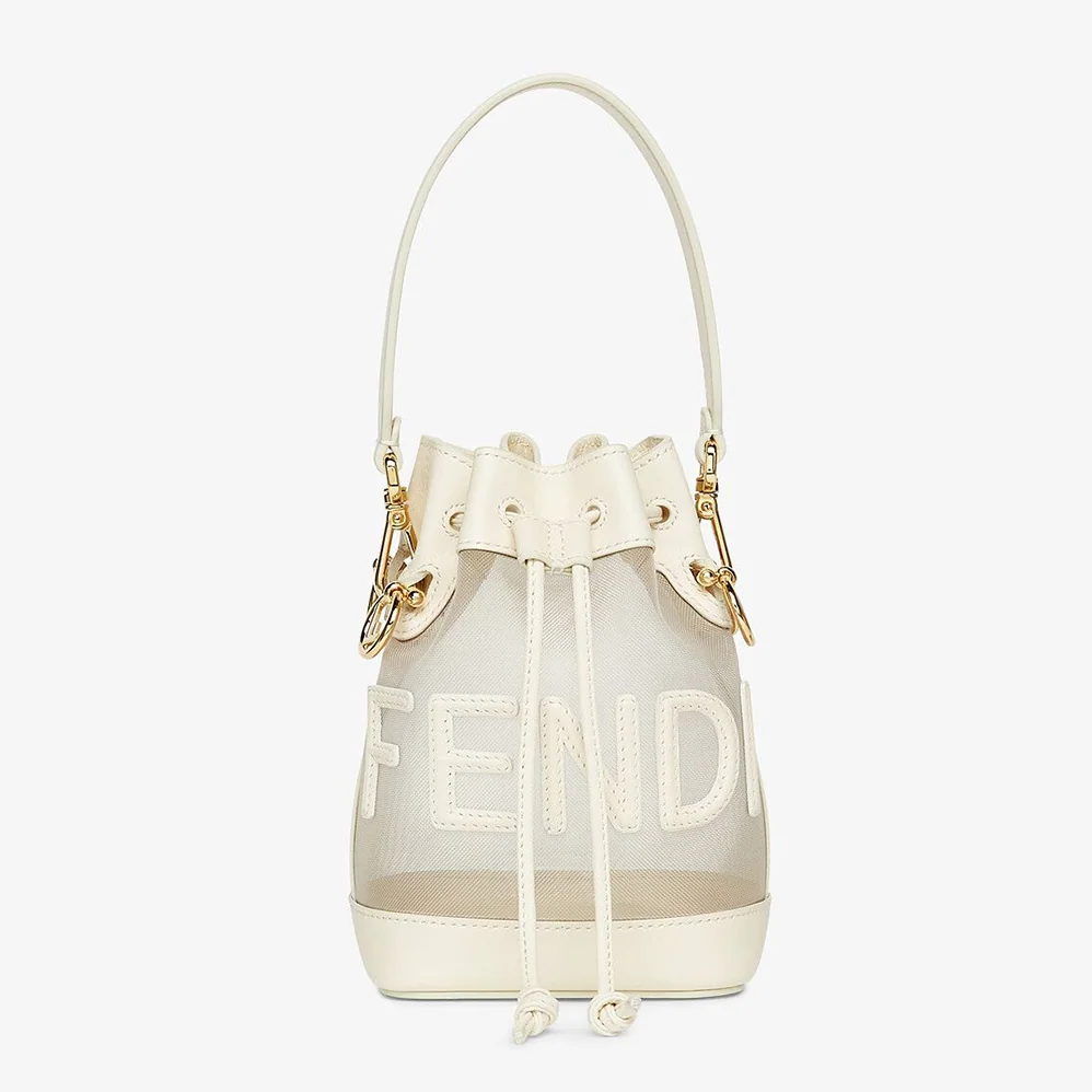 Fendi Mon Tresor Leather and Mesh Mini-bag for Women in White Fendi Mon Tresor Leather and Mesh Mini-bag for Women in White