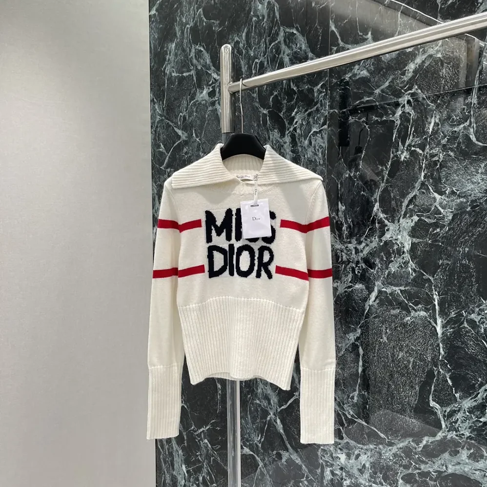Dior DiorAlps Mock Neck Sweater White Virgin Wool and Cashmere Knit for Women Dior DiorAlps Mock Neck Sweater White Virgin Wool and Cashmere Knit for Women