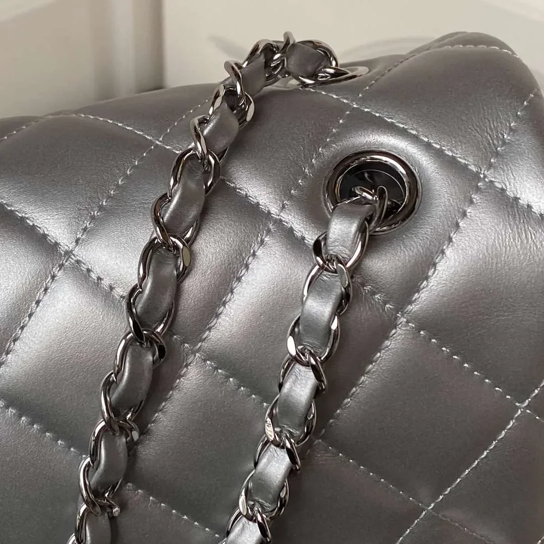 Chanel Classic Maxi Jumbo XL Crossbody Bag in Grey Silver Hardware