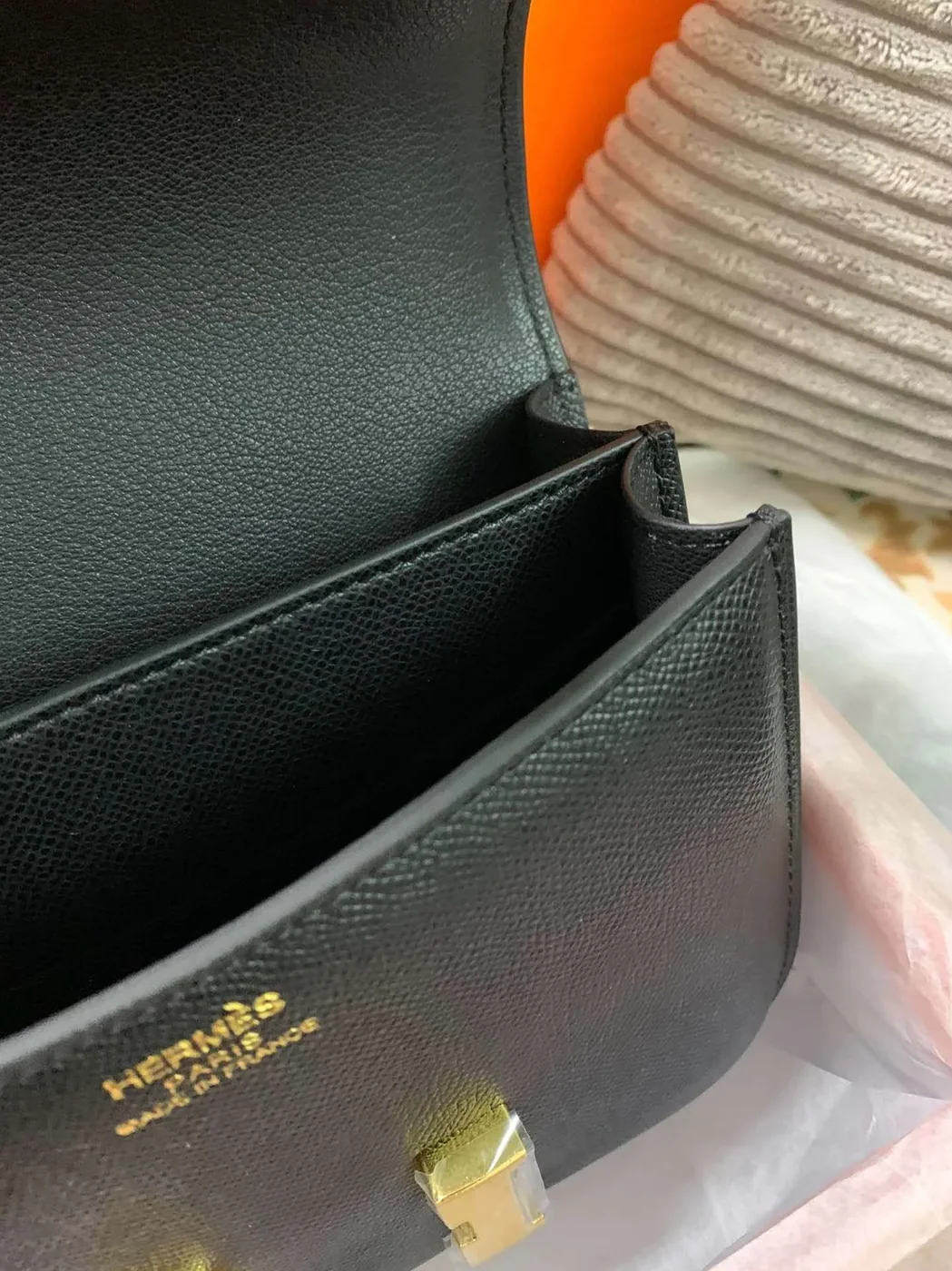 Hermes Constance Black in Brown/Khaki Green/White /