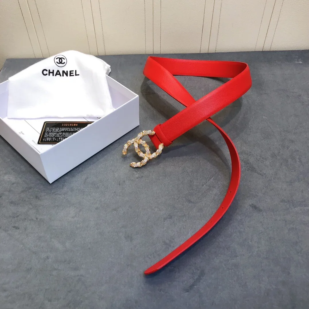 Chanel Belt With Double C Buckle Red for Women