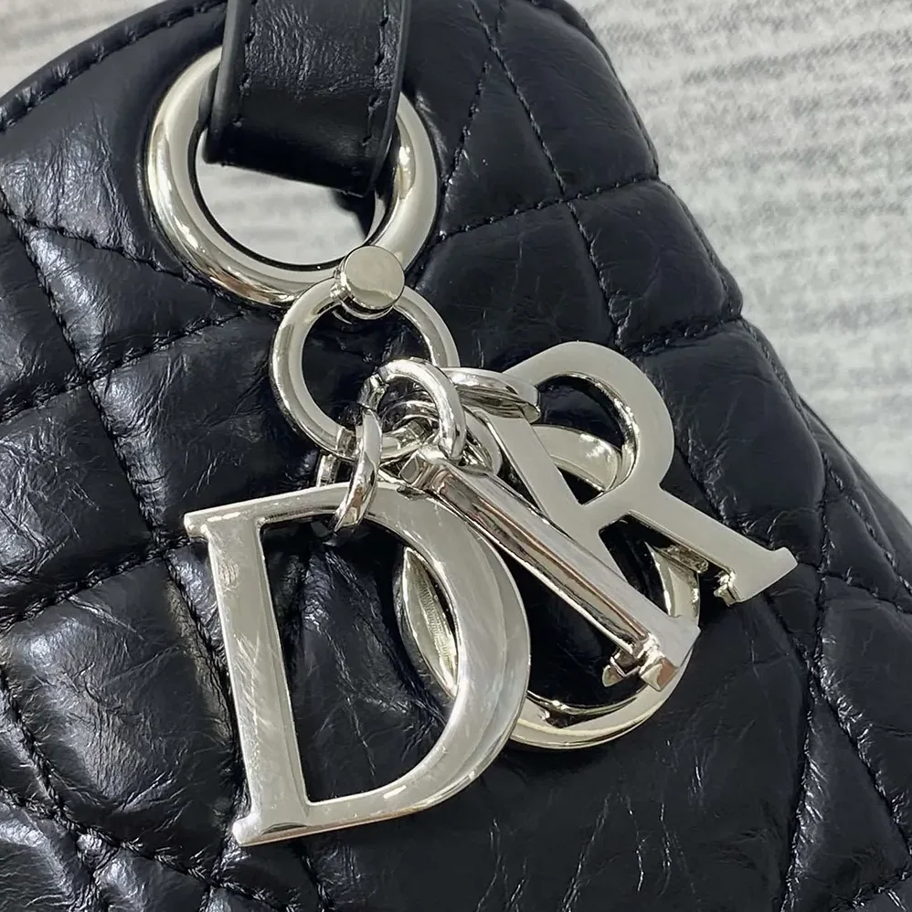 Dior Medium D-Motion Bag Black Macrocannage Crinkled Calfskin for Women Dior Medium D-Motion Bag Black Macrocannage Crinkled Calfskin for Women