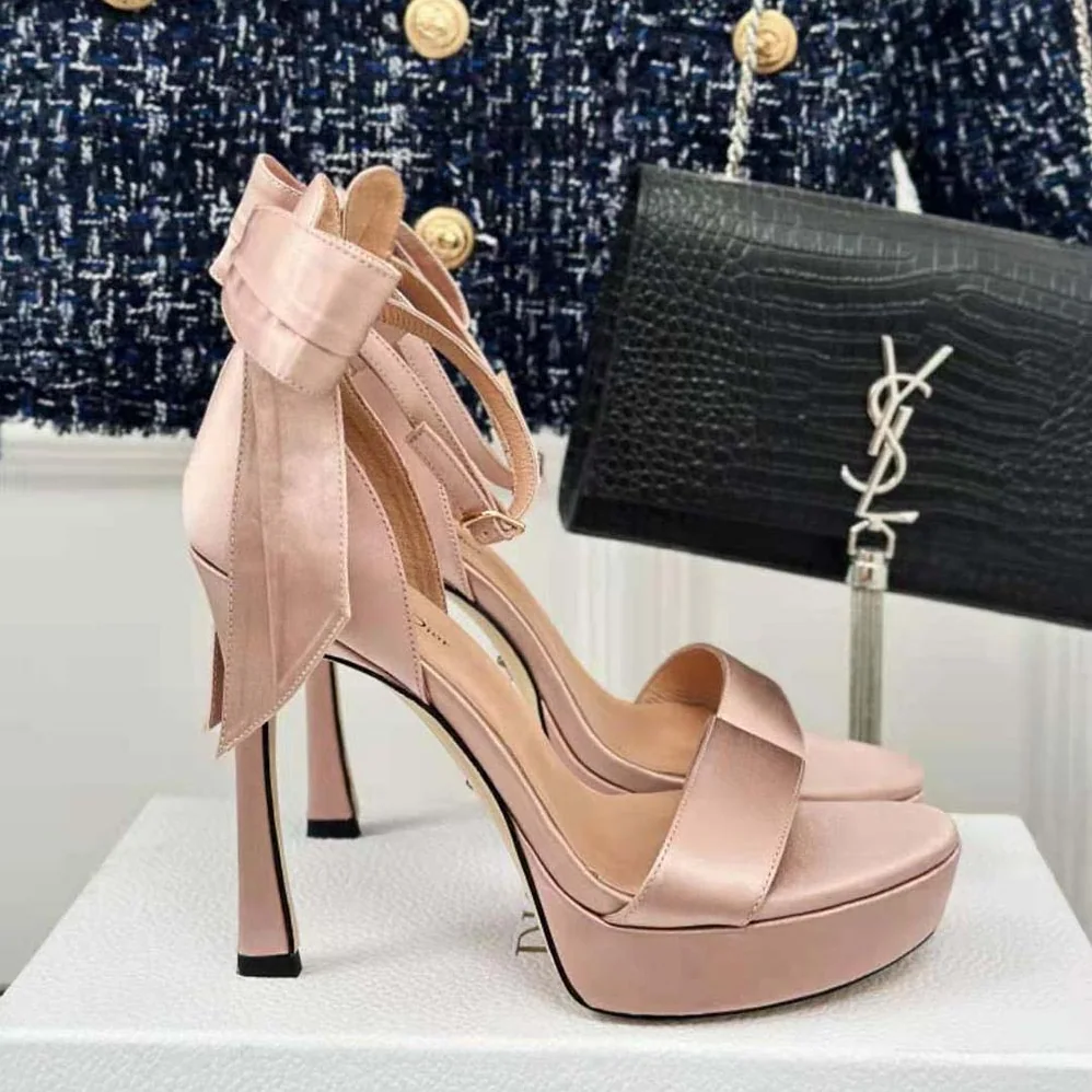Dior Mlle Dior Heeled Sandal Rose Des Vents Satin for Women