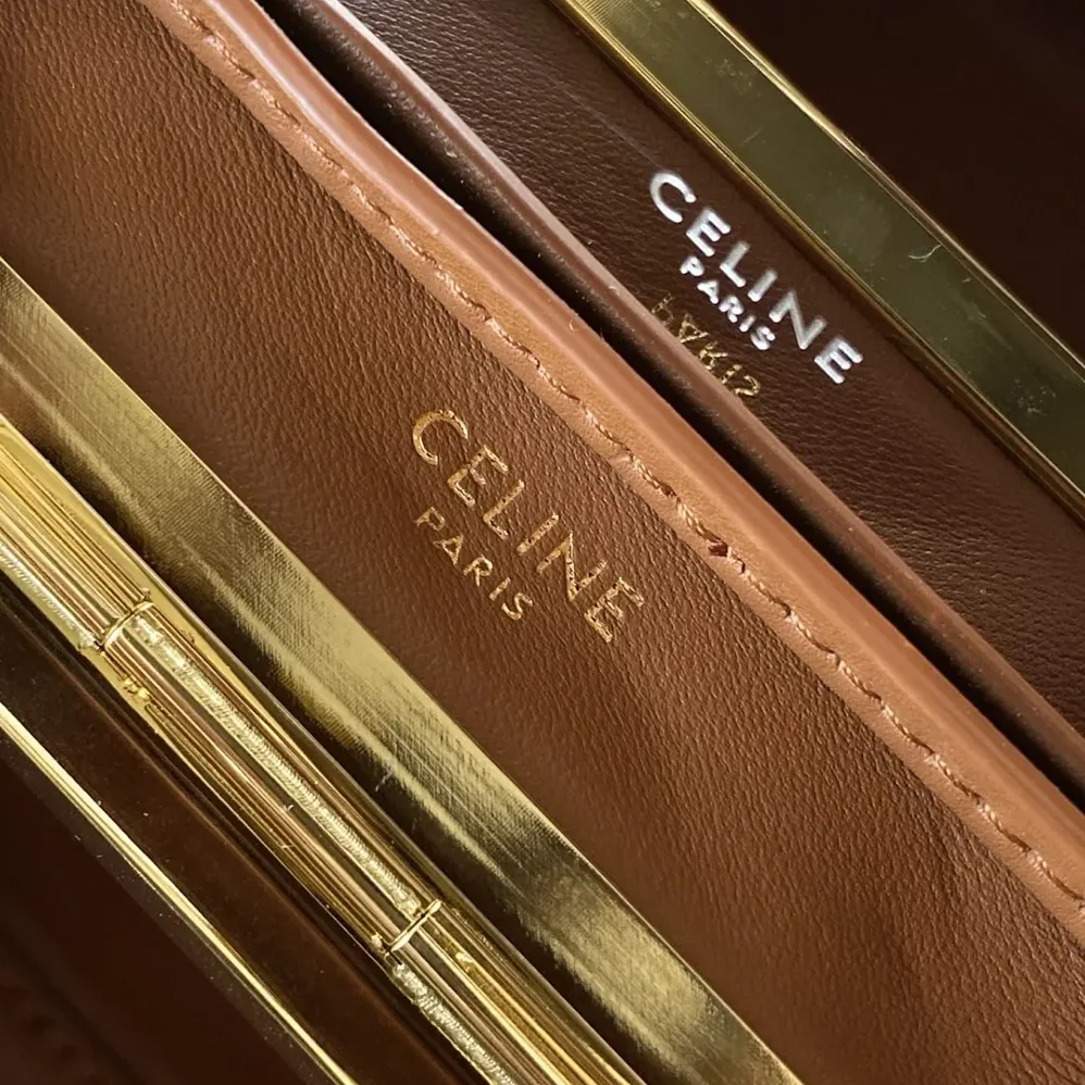 Celine Small Triomphe Frame In Triomphe Canvas And Natural Calfskin for Women