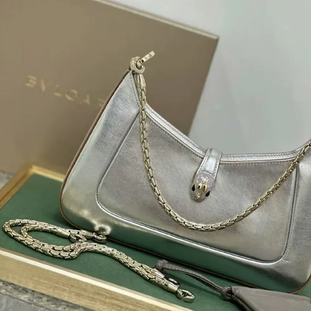 Bvlgari Serpenti Baia Small Shoulder Bag in Calf Leather for Women in Silver