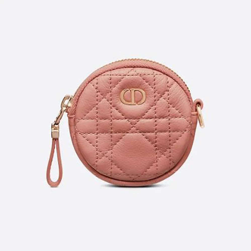 Dior Detachable Dior Caro Round Coin Purse for Women in Pink