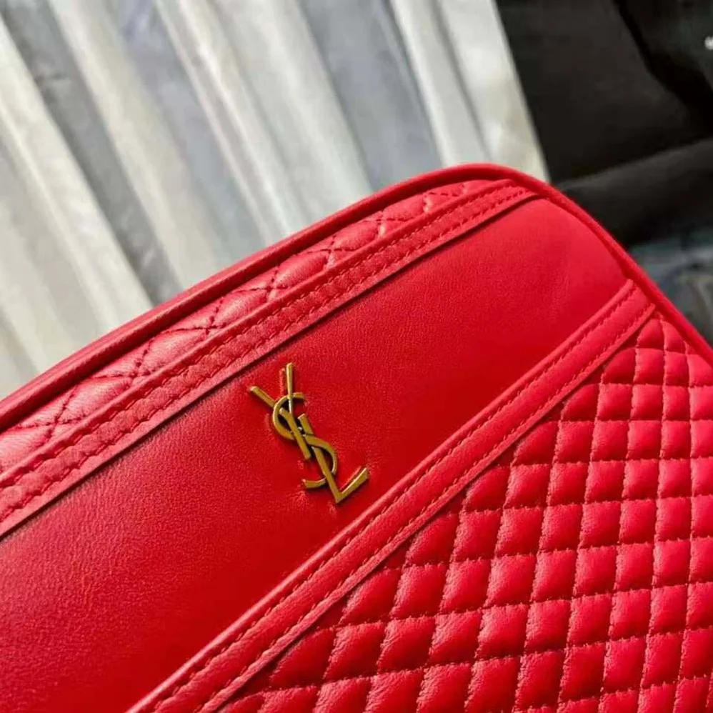 Saint Laurent YSL Victoire Camera Bag in Quilted Lambskin for Women in Red