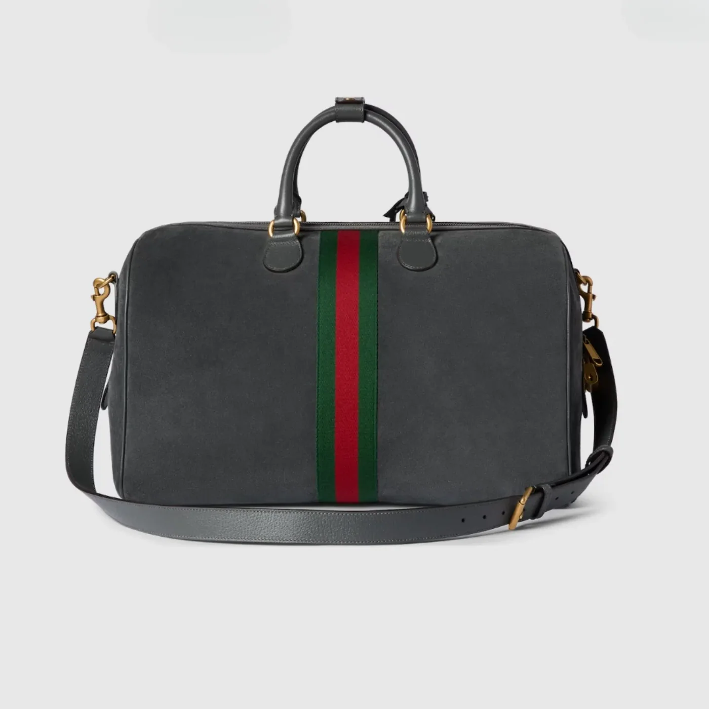 Gucci Savoy Medium Duffle Travel Bag in Dark Grey Gold Hardware Gucci Savoy Medium Duffle Travel Bag in Dark Grey Gold Hardware
