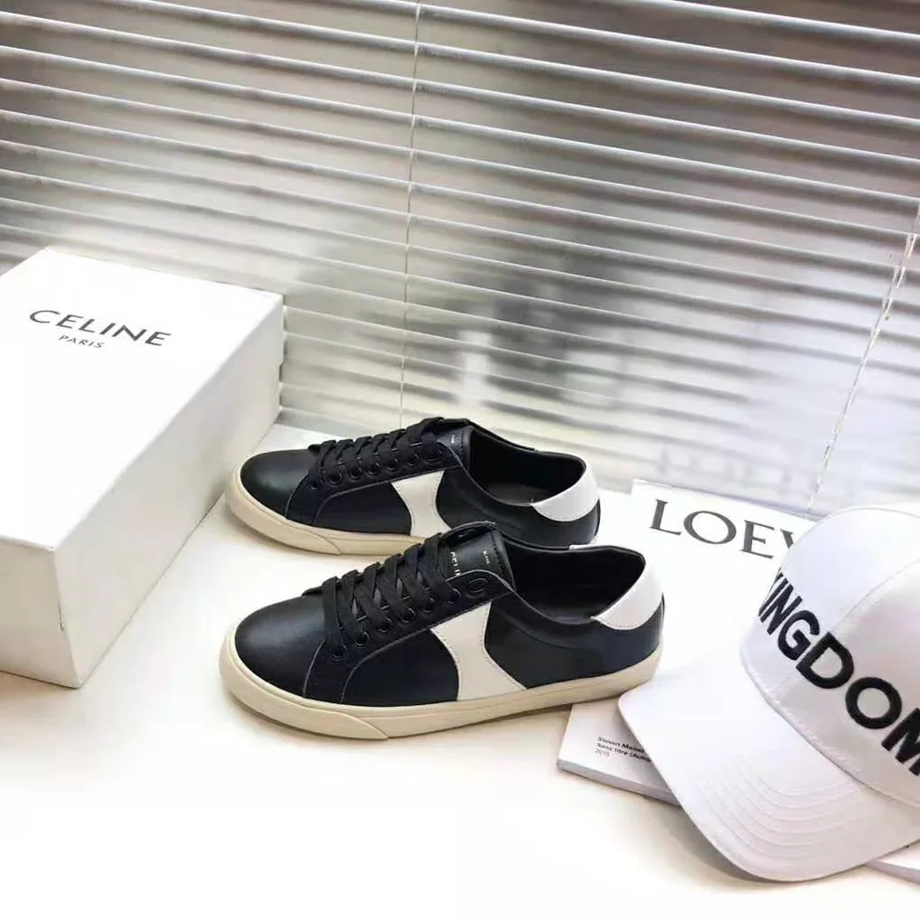 Celine Celine Triomphe Low Lace Up Sneaker Calfskin for Women in Black