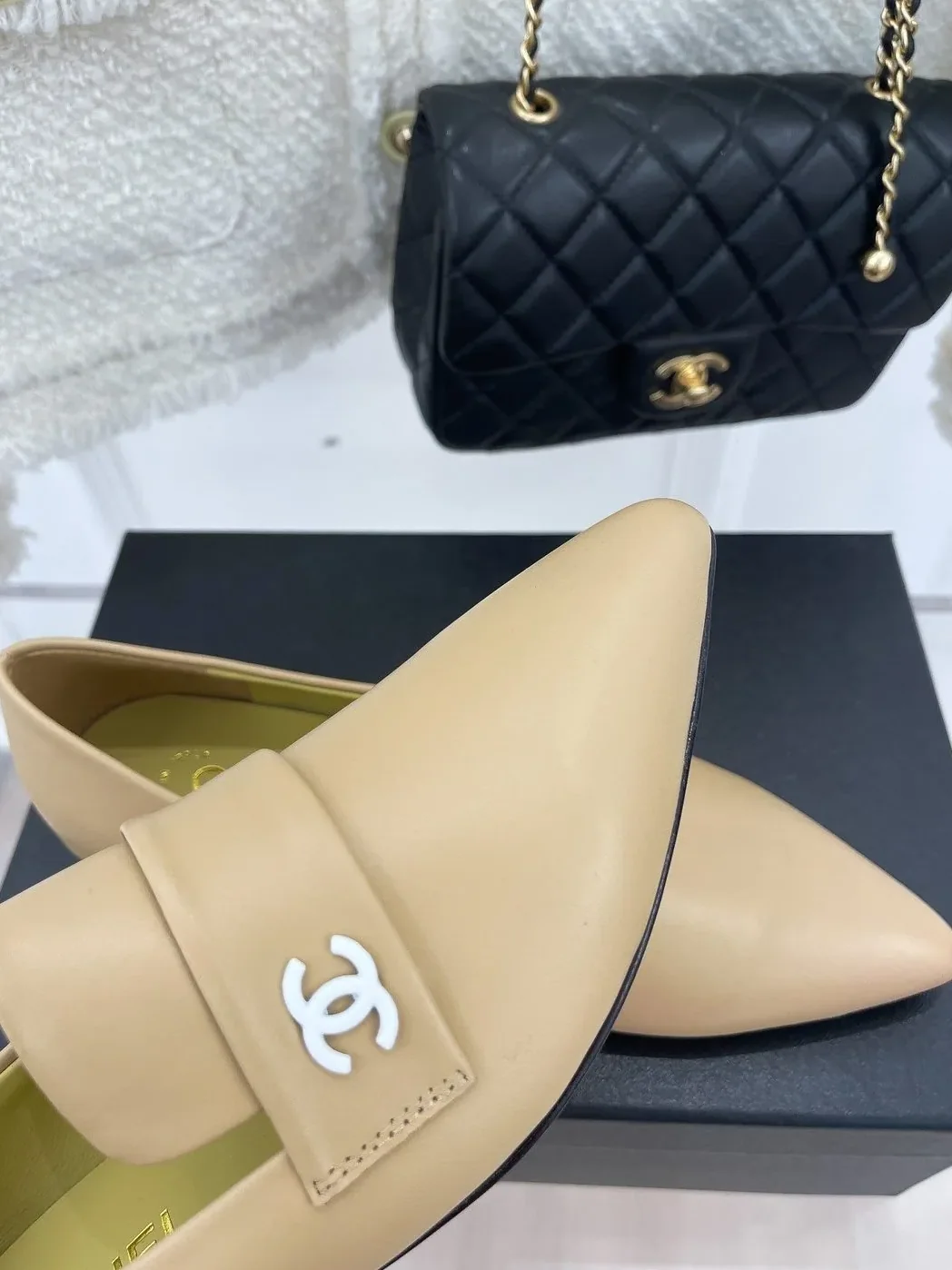 Chanel Loafer With Logo Beige for Women