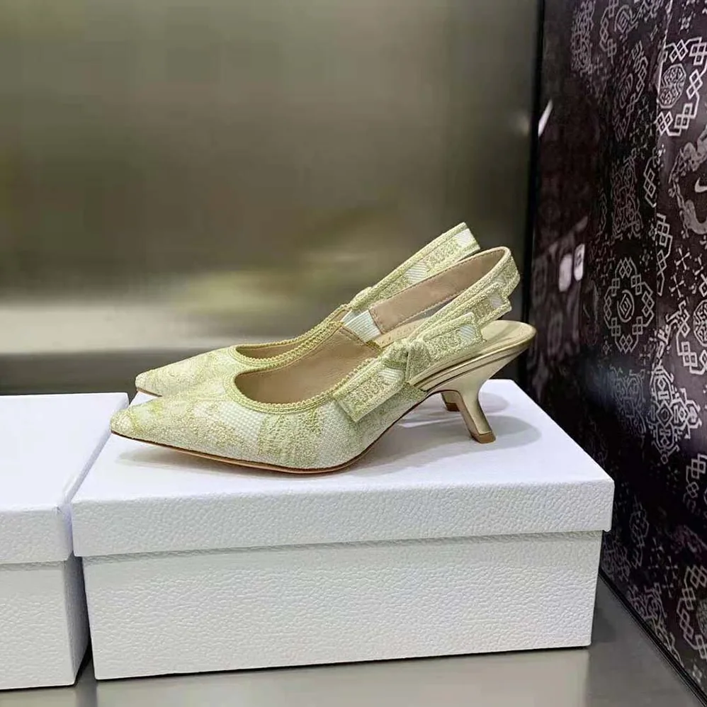 Dior J'Adior Slingback Pump Gold for Women in Tone Cotton Embroidered