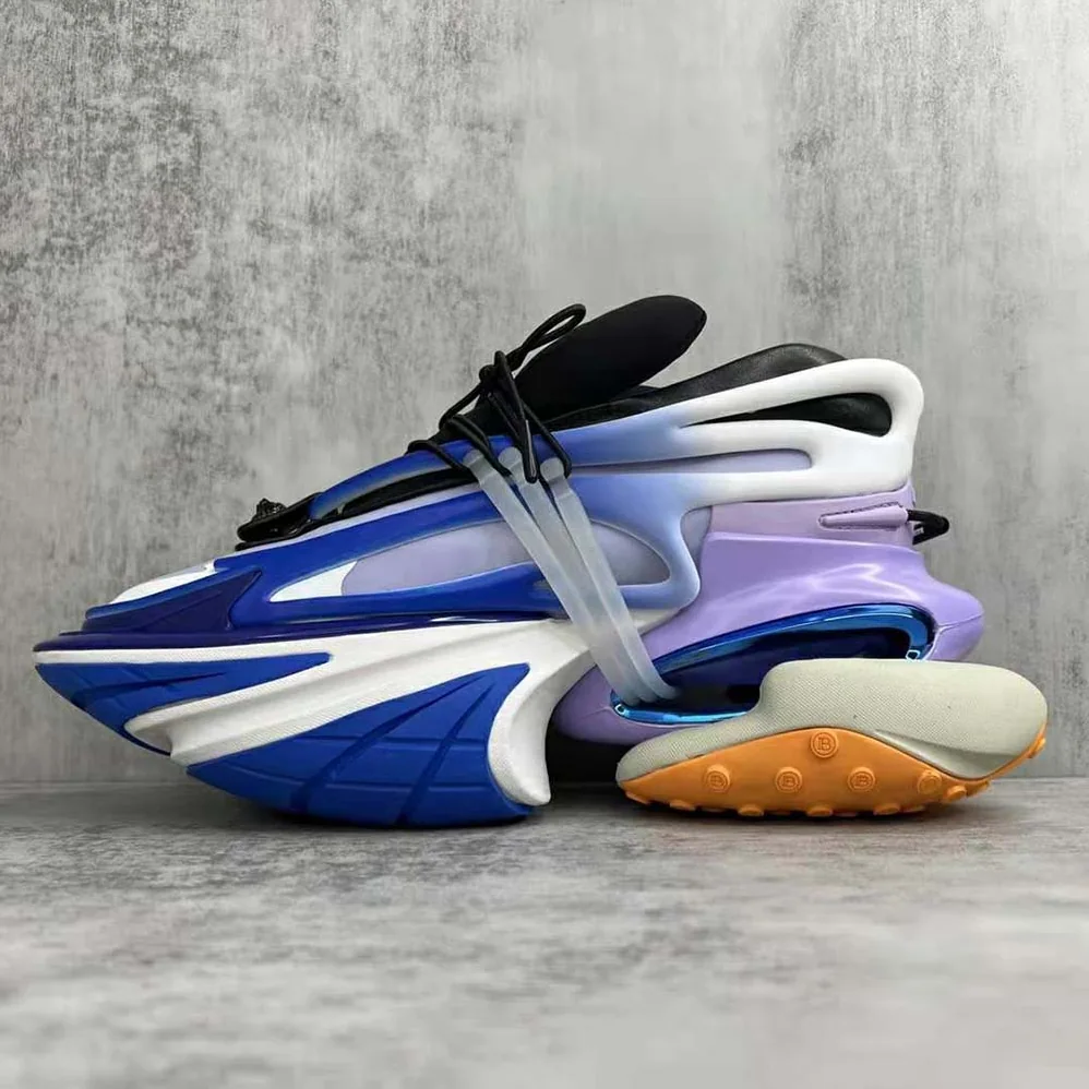 Balmain Unicorn Low-Top Trainers in Neoprene and Calfskin for Unisex in Blue Balmain Unicorn Low-Top Trainers in Neoprene and Calfskin for Unisex in Blue